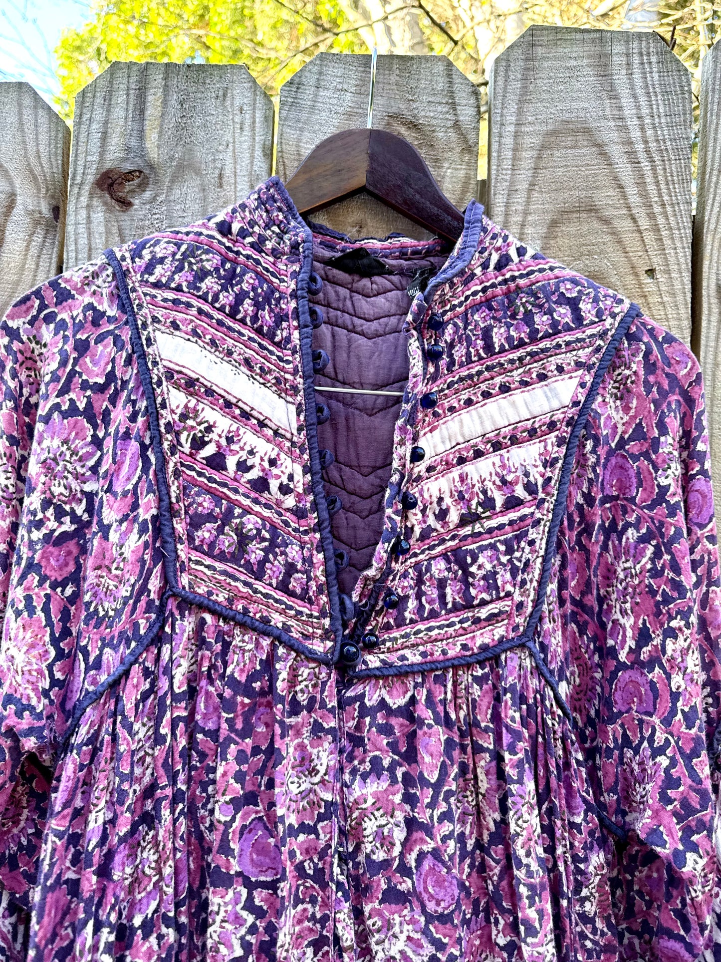 True 1970s Blockprint Made In India Cotton Dress — Authentic Vintage Spell Energy (Size S)