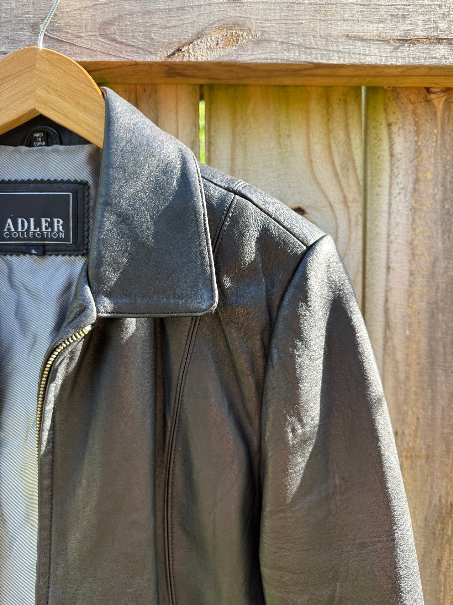 Vintage Black Leather Zip Jacket Size L