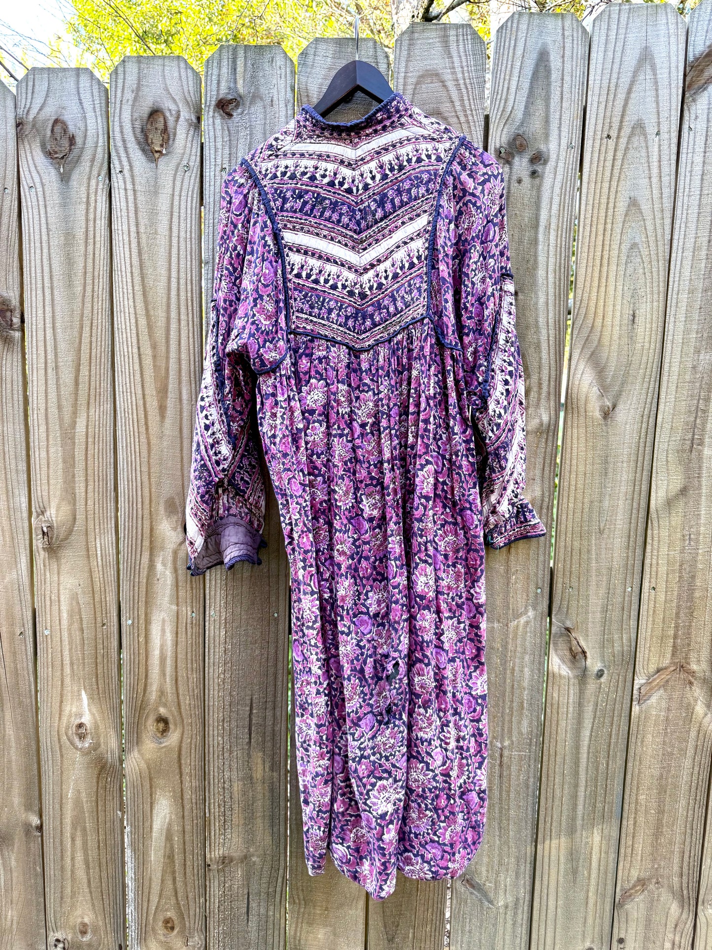 True 1970s Blockprint Made In India Cotton Dress — Authentic Vintage Spell Energy (Size S)
