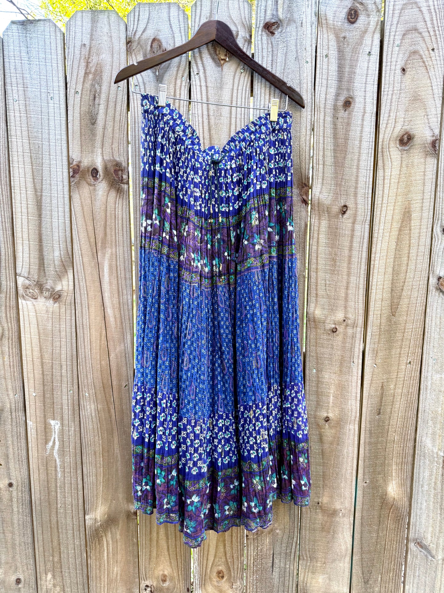 Vintage Blockprint Drawstring Skirt — Adjustable Fit / Spell-Level Cult Piece