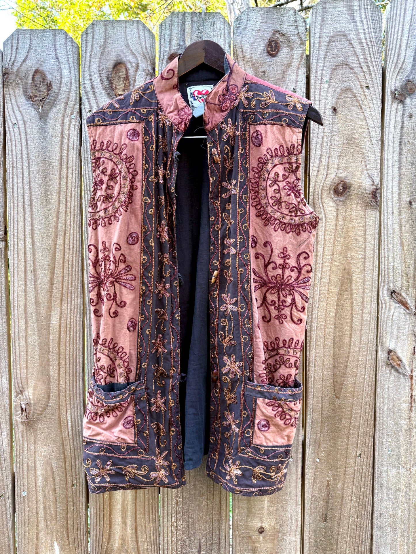 Embroidered Sunset Vest — Vintage India Cotton Boho Layer