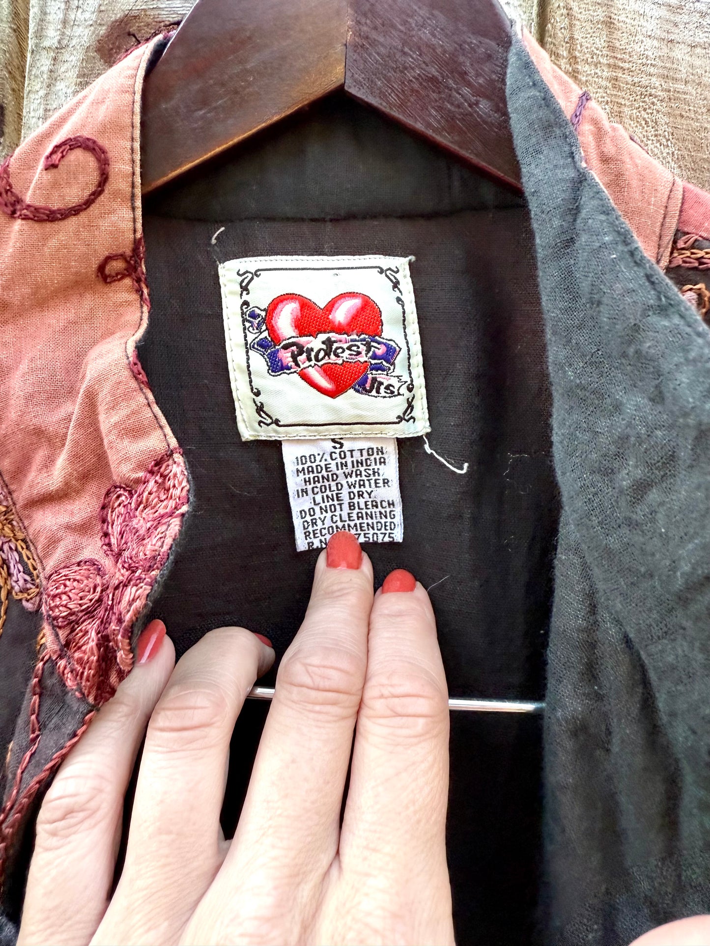 Embroidered Sunset Vest — Vintage India Cotton Boho Layer