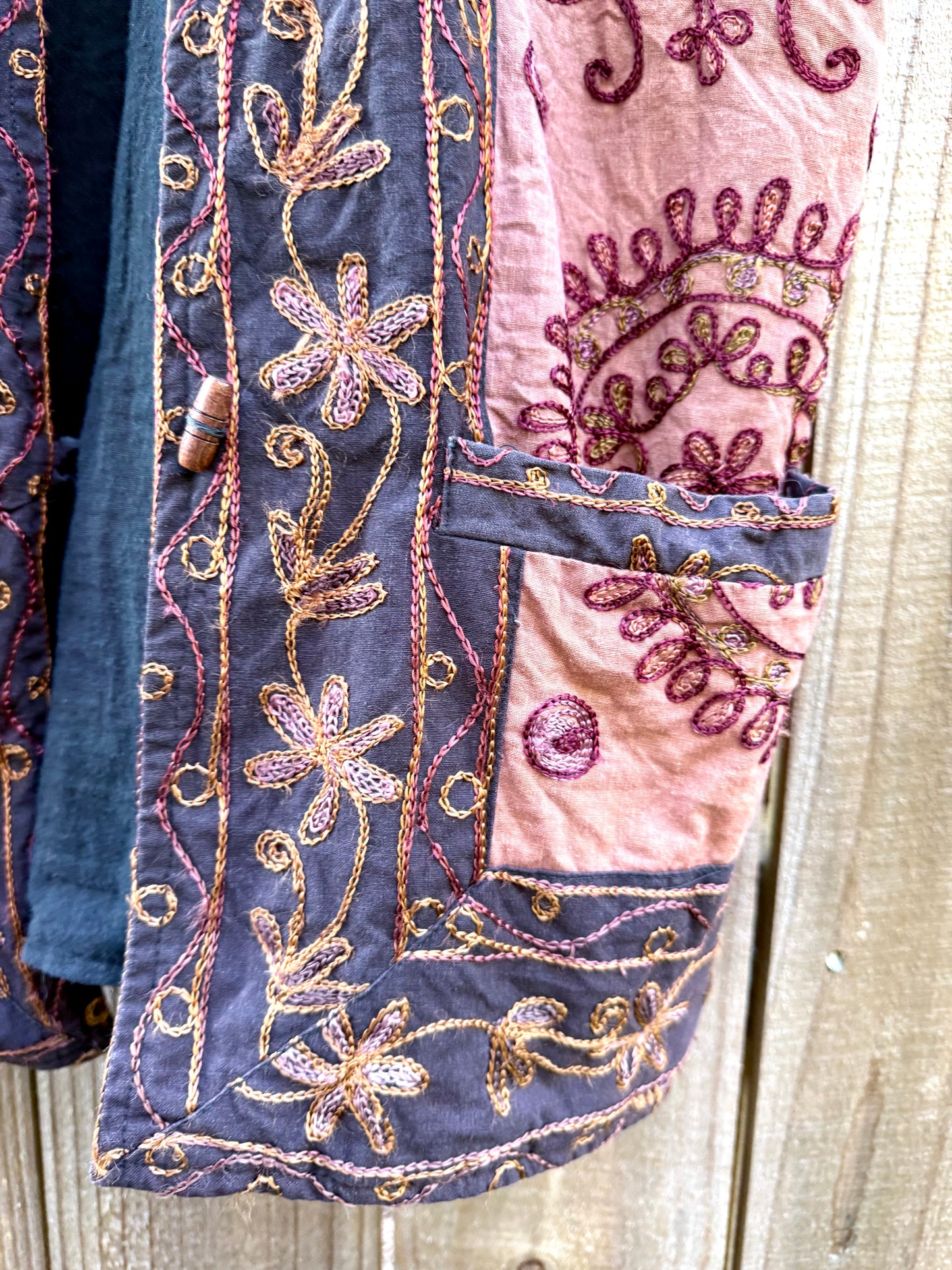 Embroidered Sunset Vest — Vintage India Cotton Boho Layer