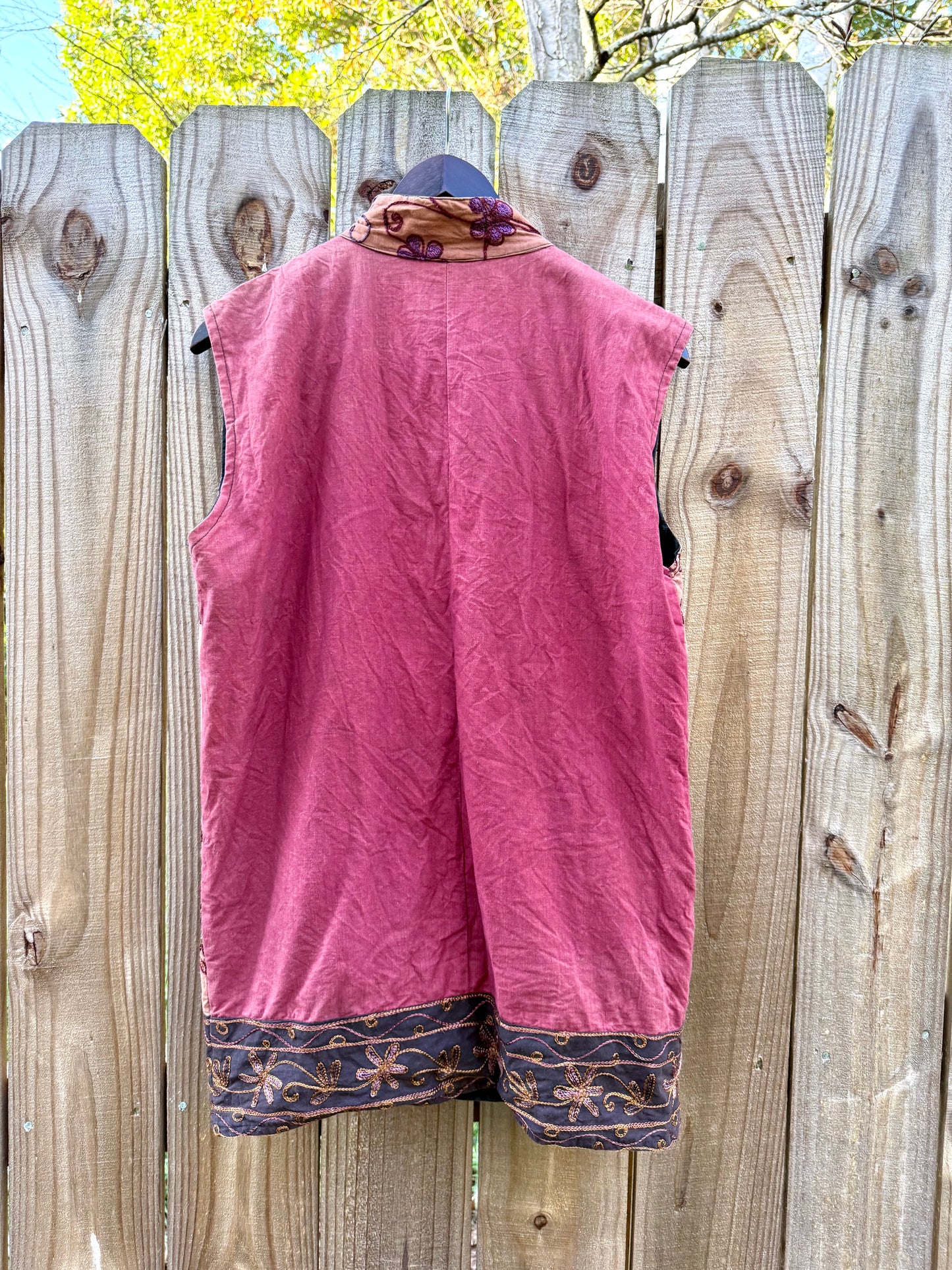 Embroidered Sunset Vest — Vintage India Cotton Boho Layer