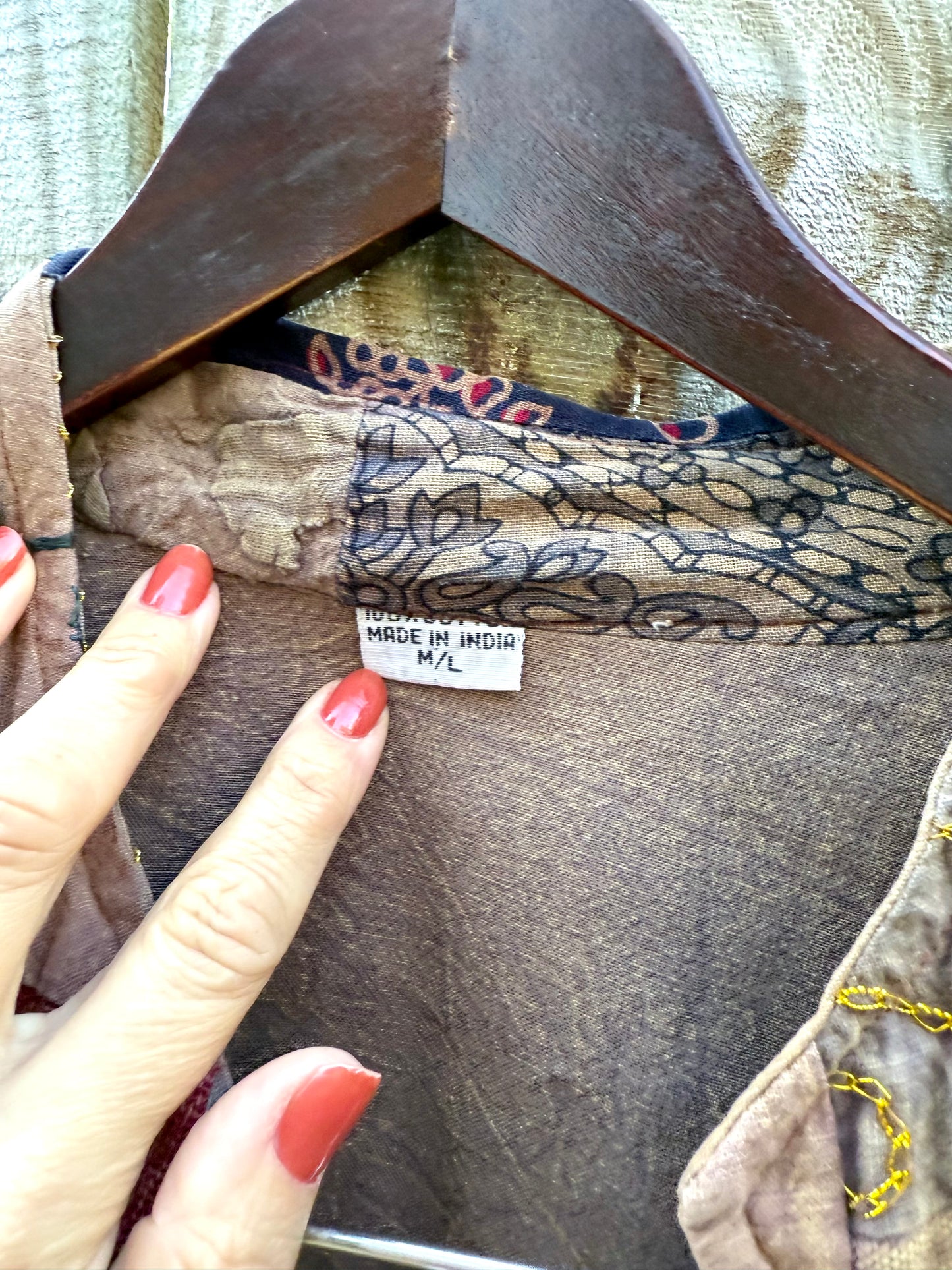 Vintage Patchwork Button-Down Jacket - Earth Tones - Made in India - Bohemian