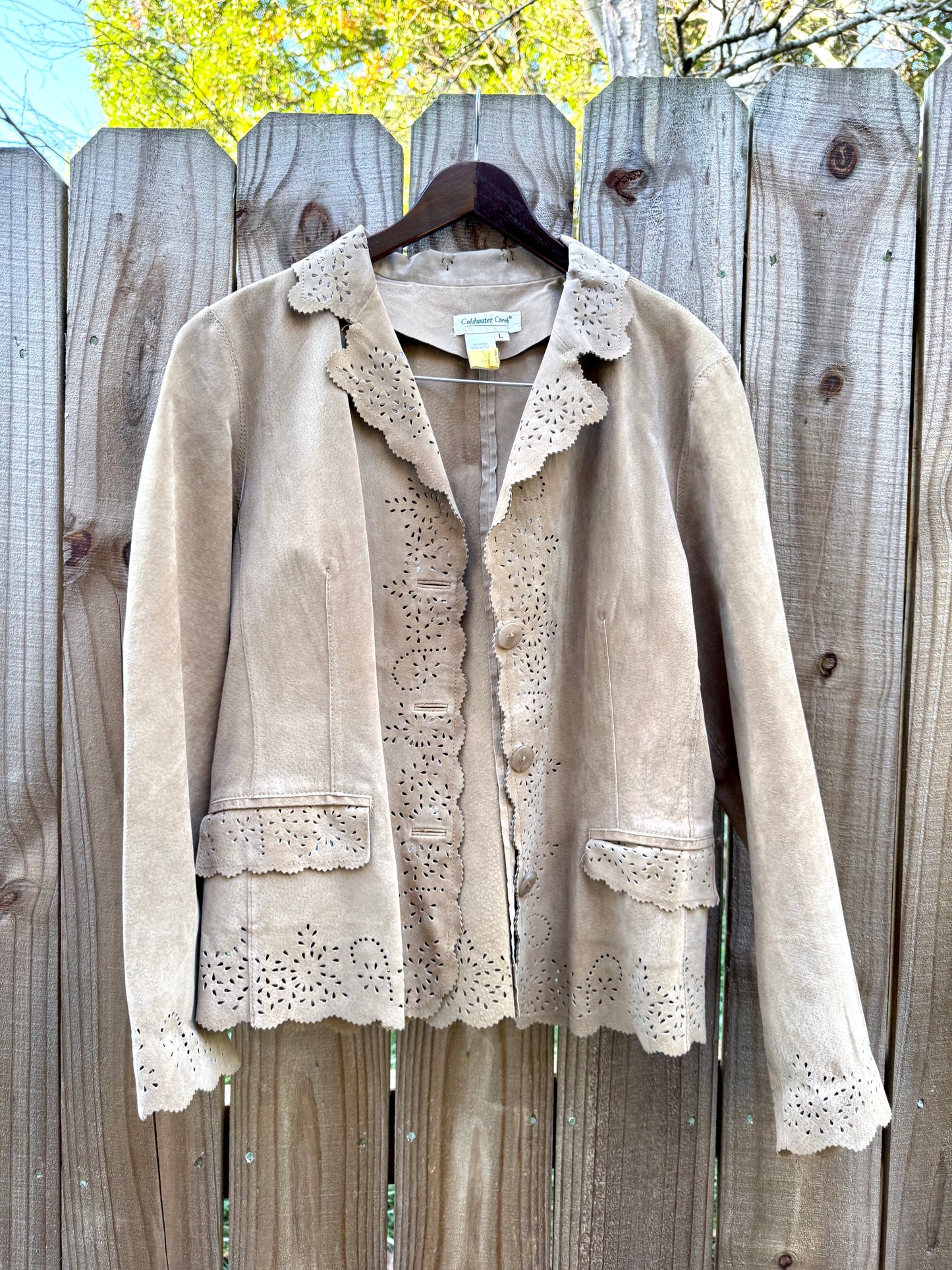 Vintage Suede Cutout Jacket — French Boheme Festival Layer (Fits S/M)