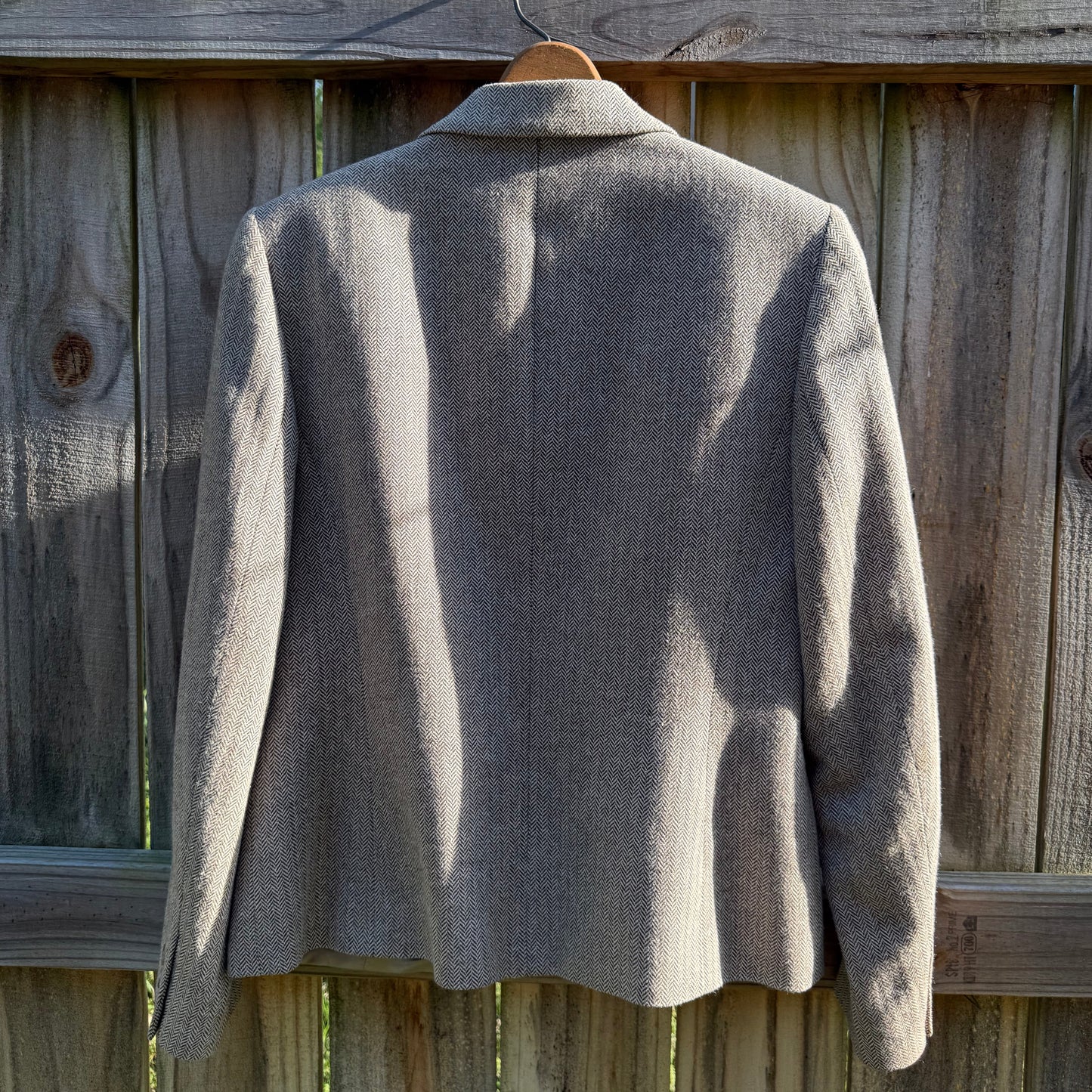 Talbots Silk Blend Herringbone Blazer | Italian Fabric | Neutral Taupe | Size 6