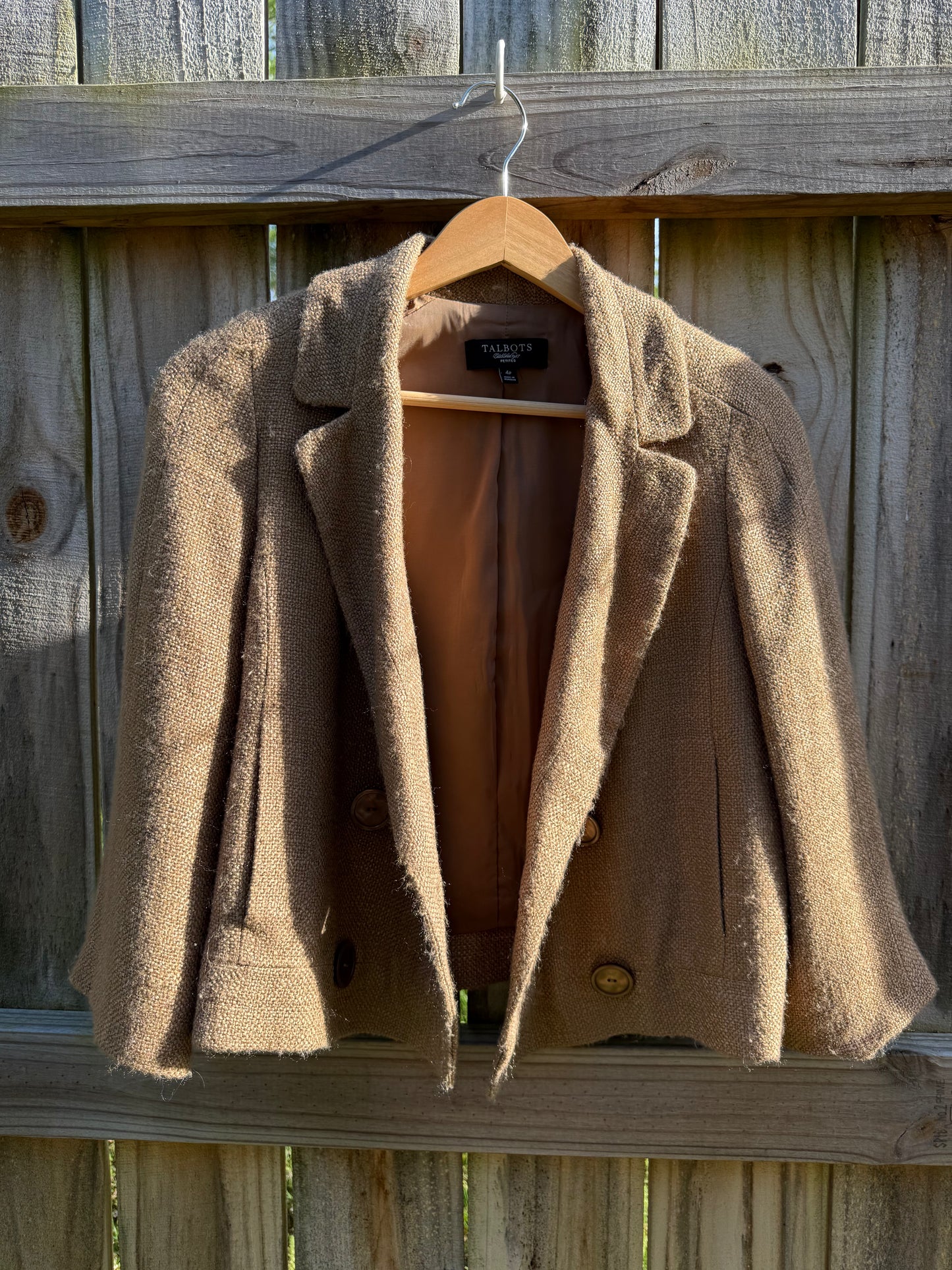Talbots Textured Camel Cropped Blazer