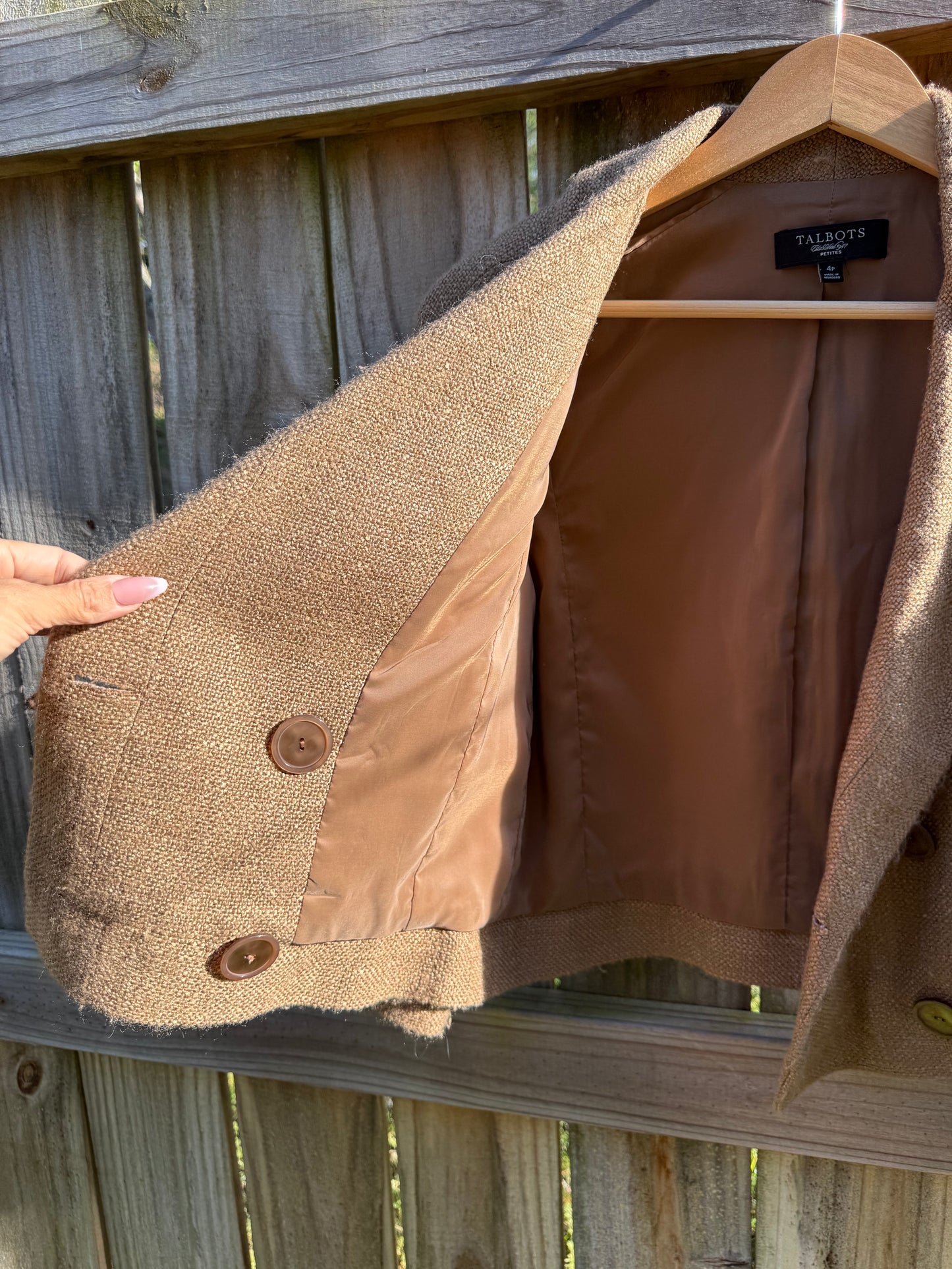 Talbots Textured Camel Cropped Blazer