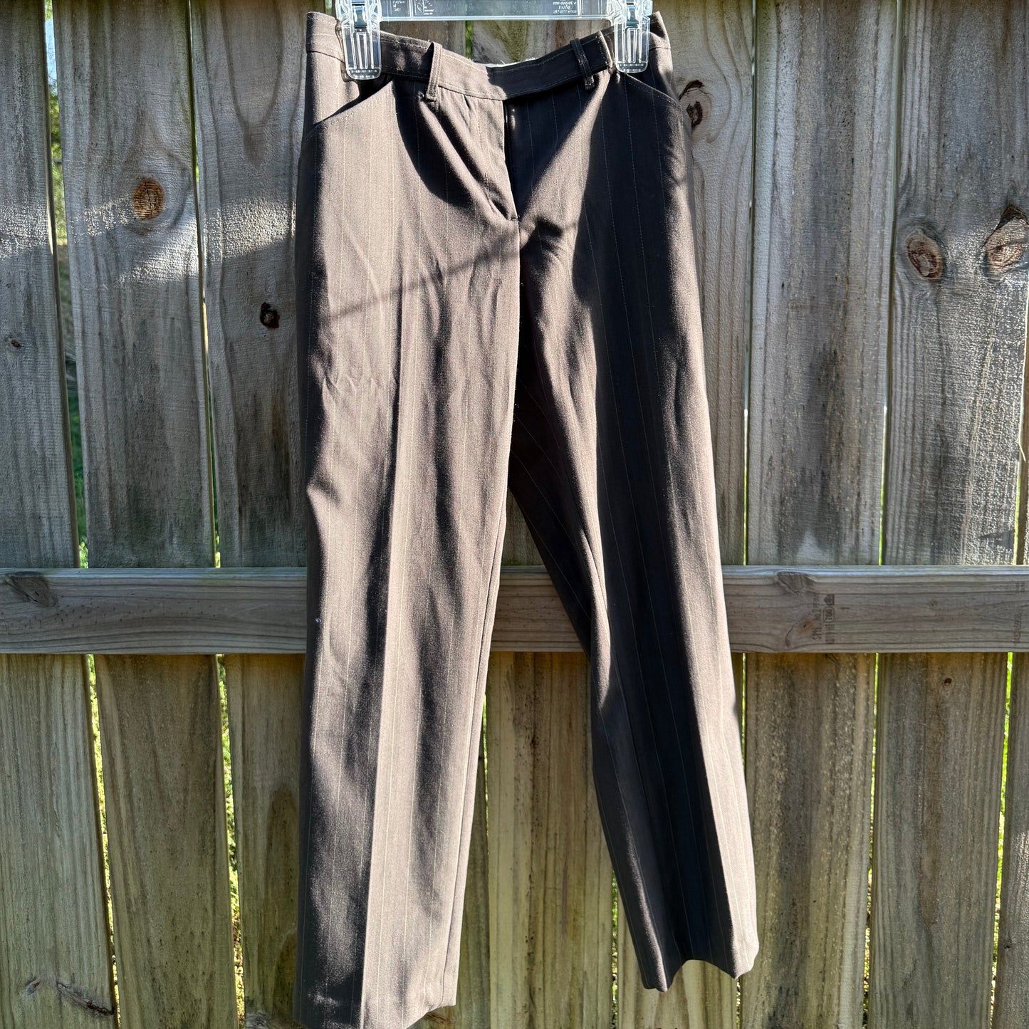 Vintage Max Studio Espresso Pinstripe Trouser Pant Low Rise Straight Leg Size 6