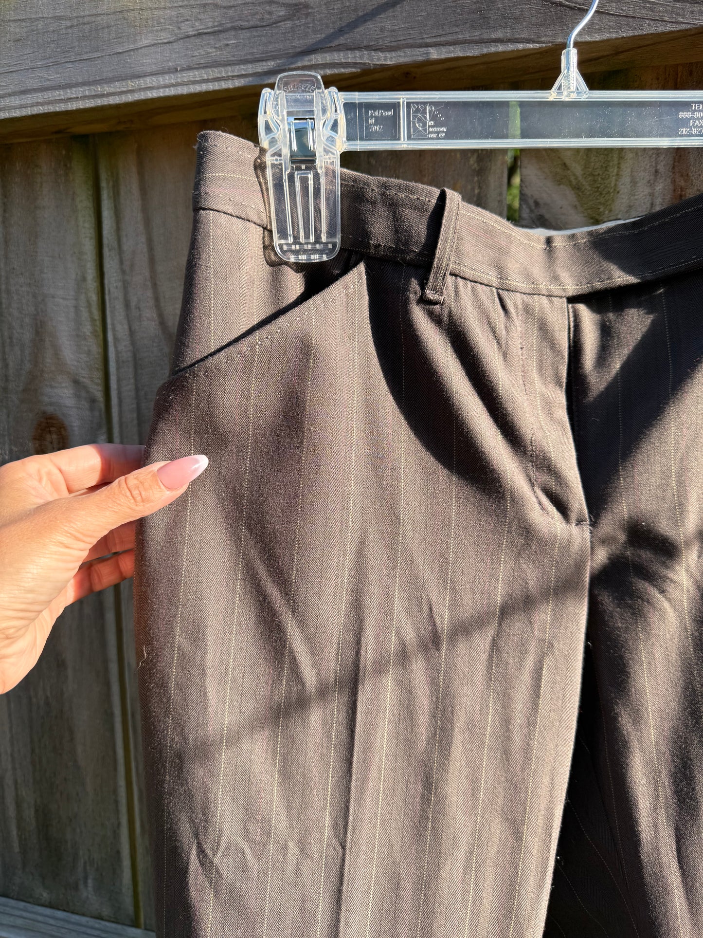 Vintage Max Studio Espresso Pinstripe Trouser Pant Low Rise Straight Leg Size 6