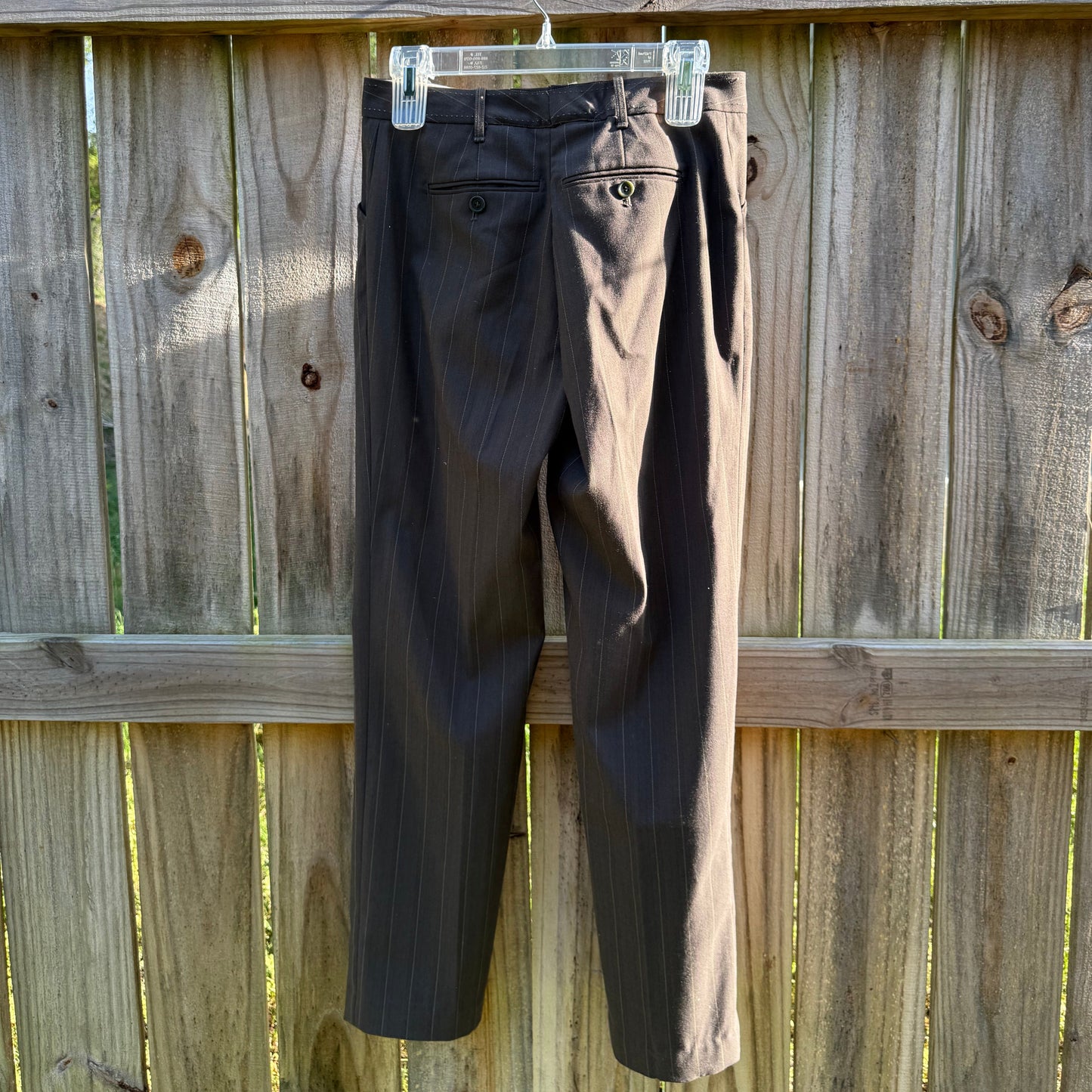 Vintage Max Studio Espresso Pinstripe Trouser Pant Low Rise Straight Leg Size 6