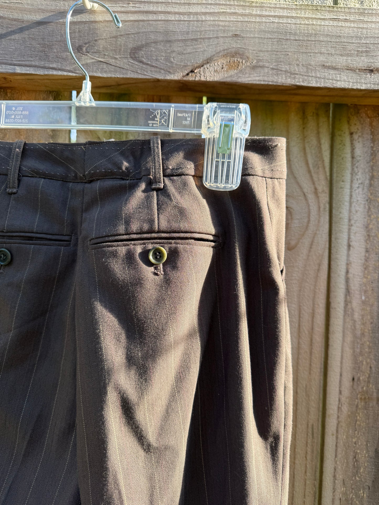 Vintage Max Studio Espresso Pinstripe Trouser Pant Low Rise Straight Leg Size 6
