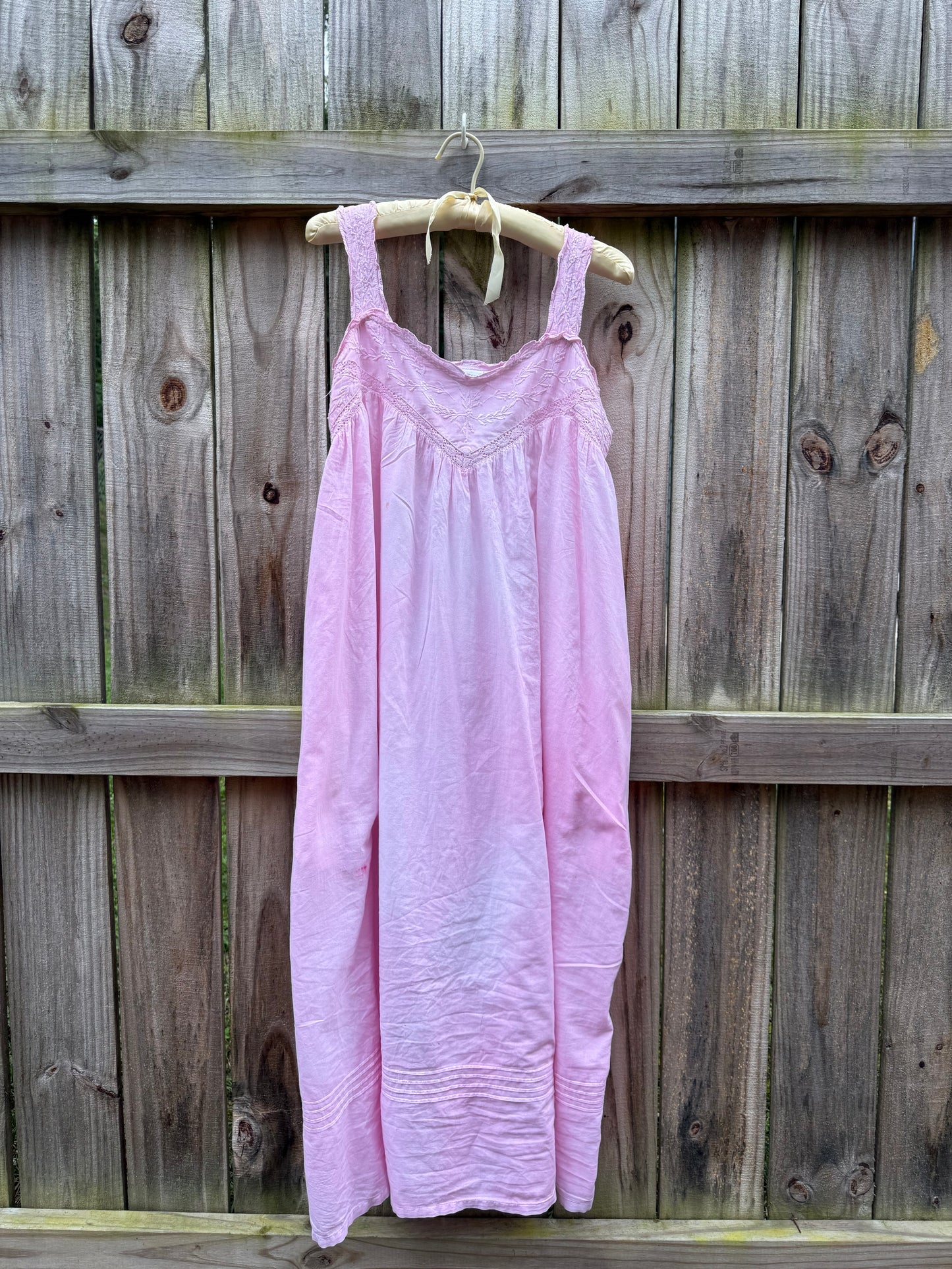 Pink Hand-Dyed Vintage Cotton Nightgown Sundress