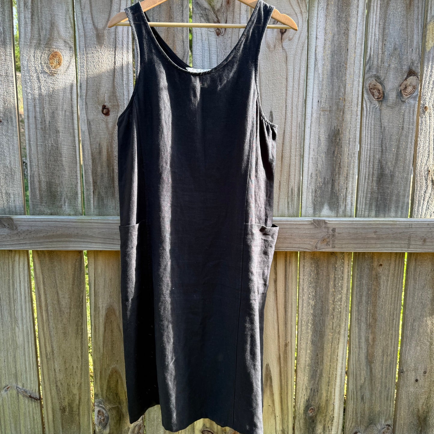 Outfit JPR 100% Linen Sleeveless Pocket Midi Dress Black Petite P