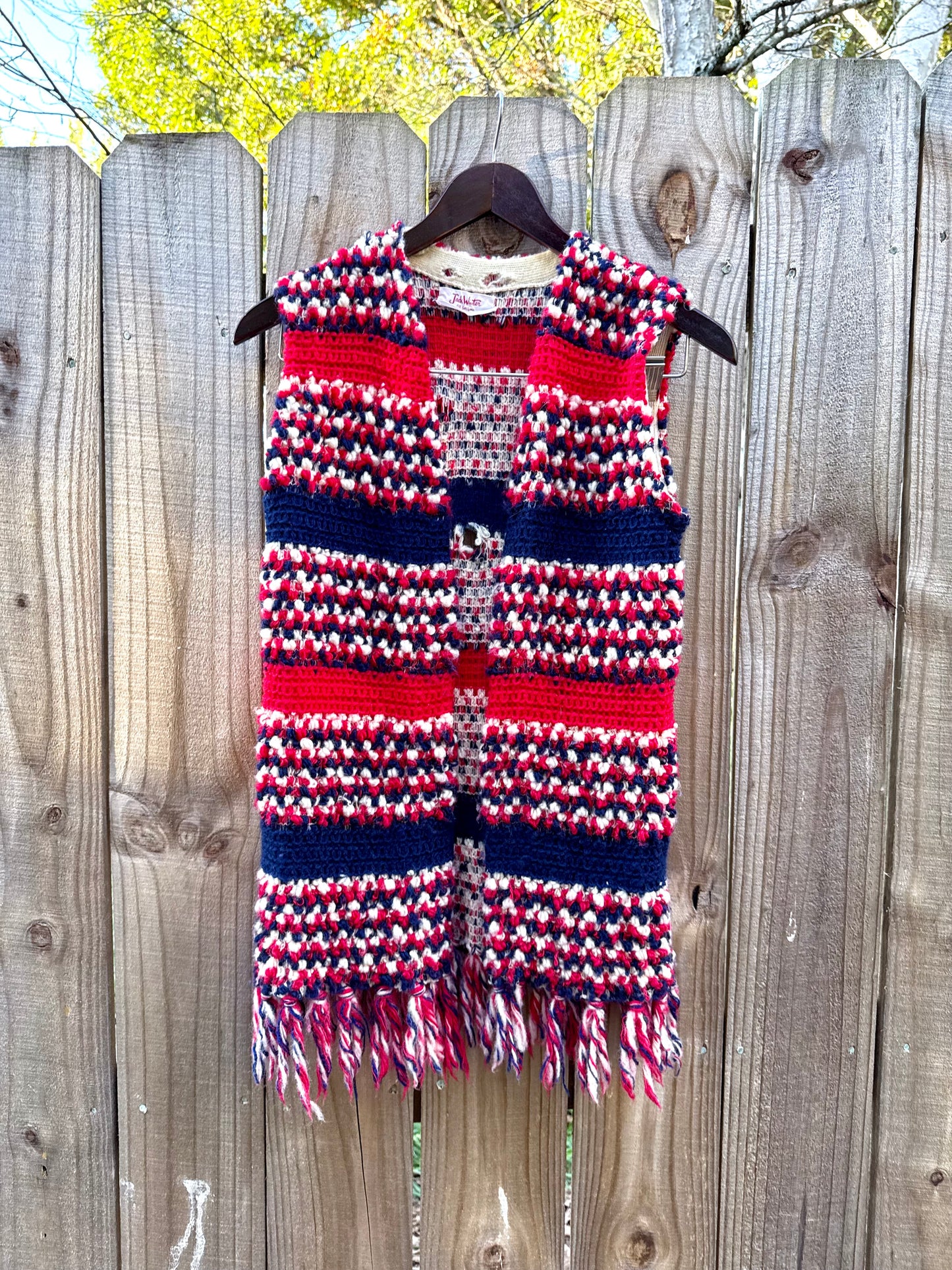 1970s Crochet Fringe Vest — True Vintage Boho Festival Layer, Hand-Knit Folk Waistcoat