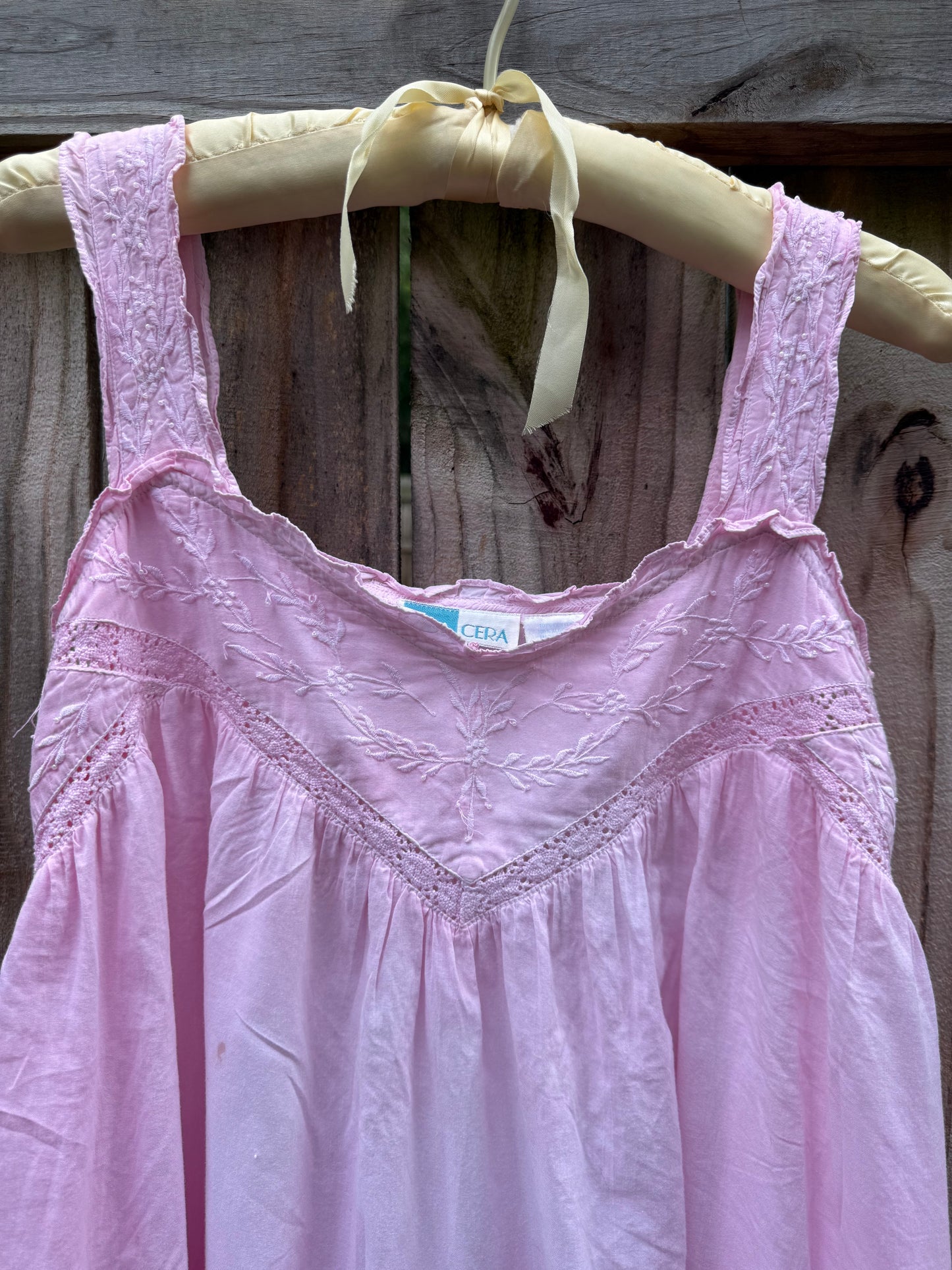 Pink Hand-Dyed Vintage Cotton Nightgown Sundress