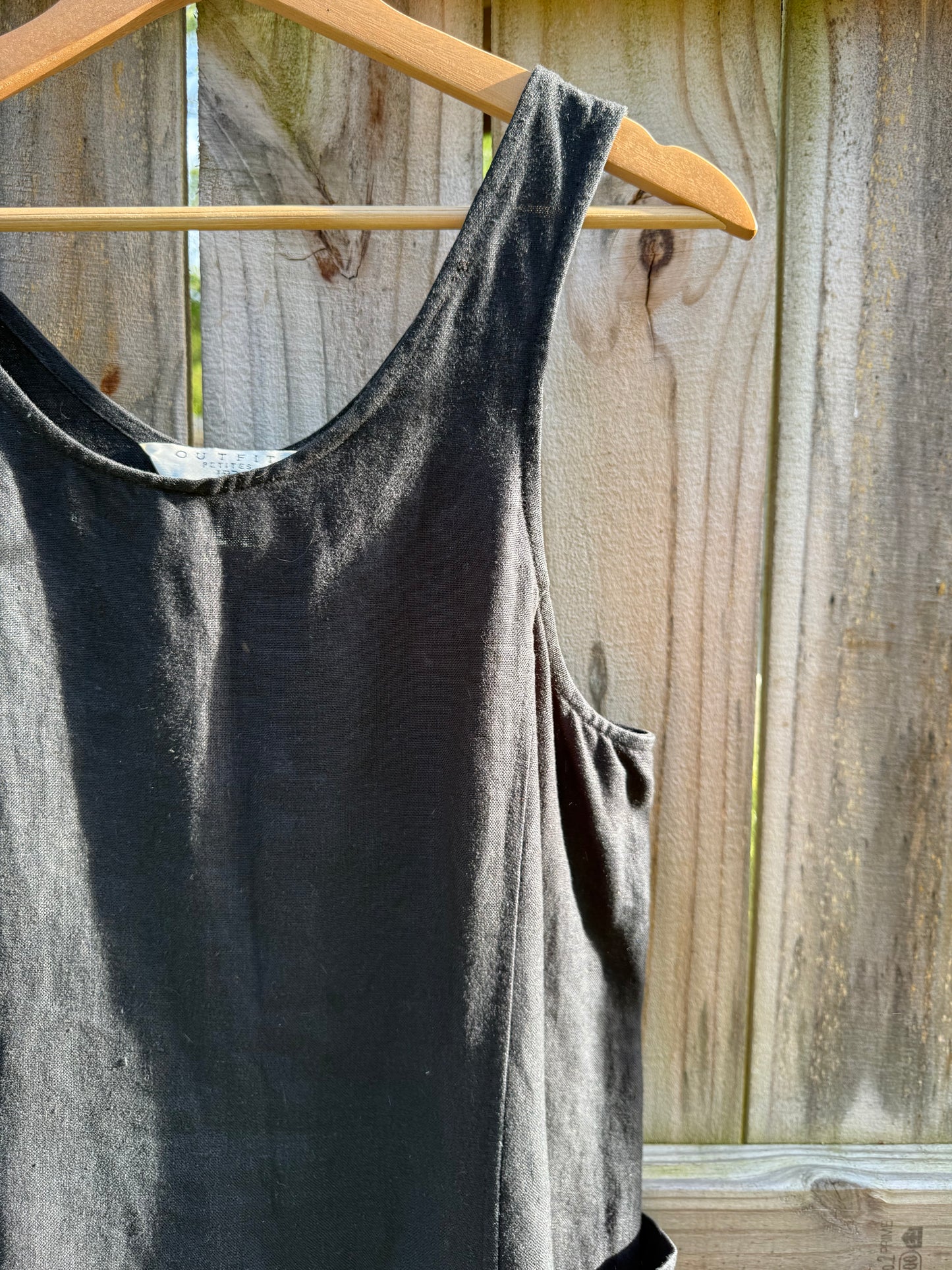Outfit JPR 100% Linen Sleeveless Pocket Midi Dress Black Petite P