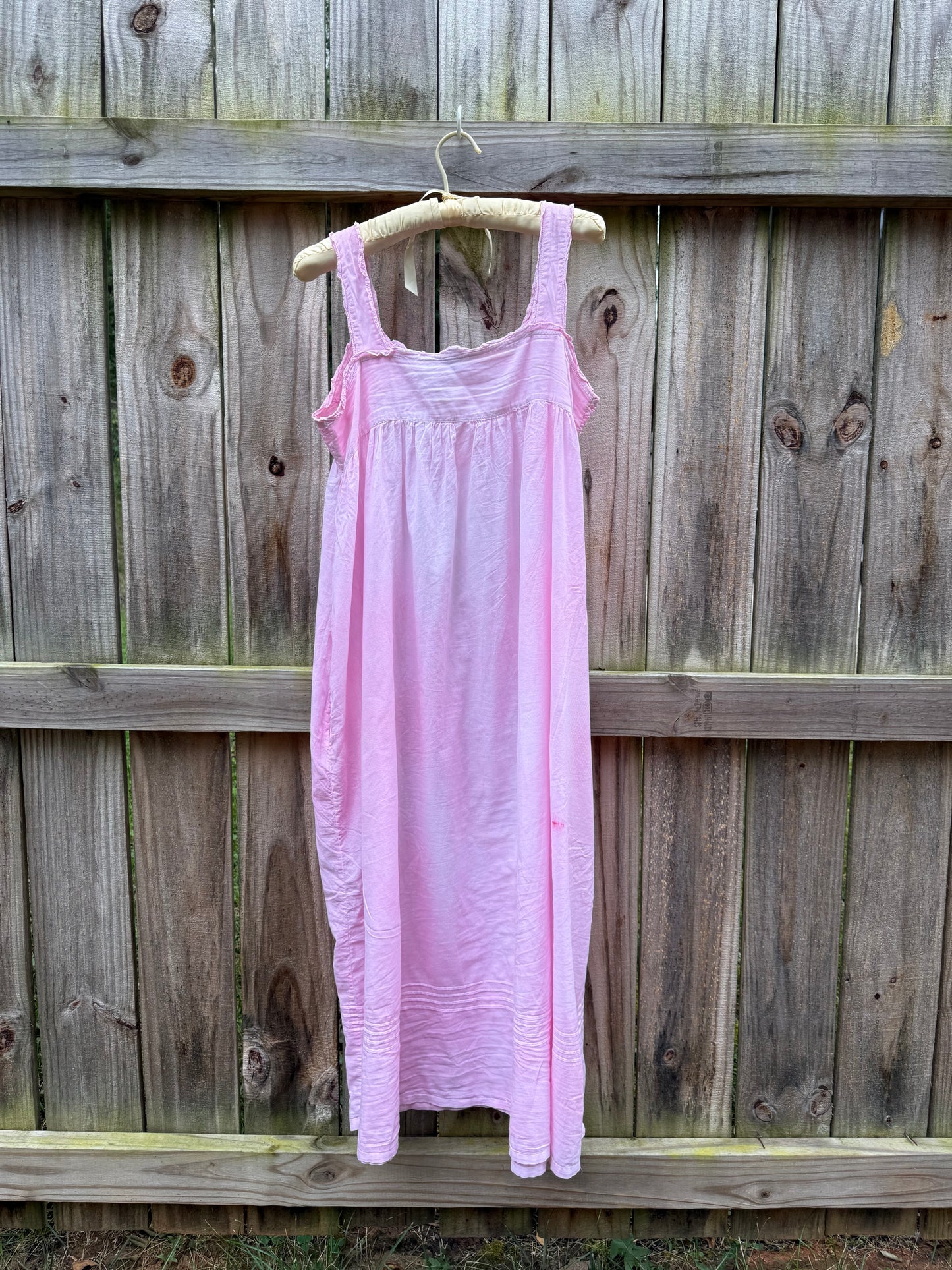 Pink Hand-Dyed Vintage Cotton Nightgown Sundress