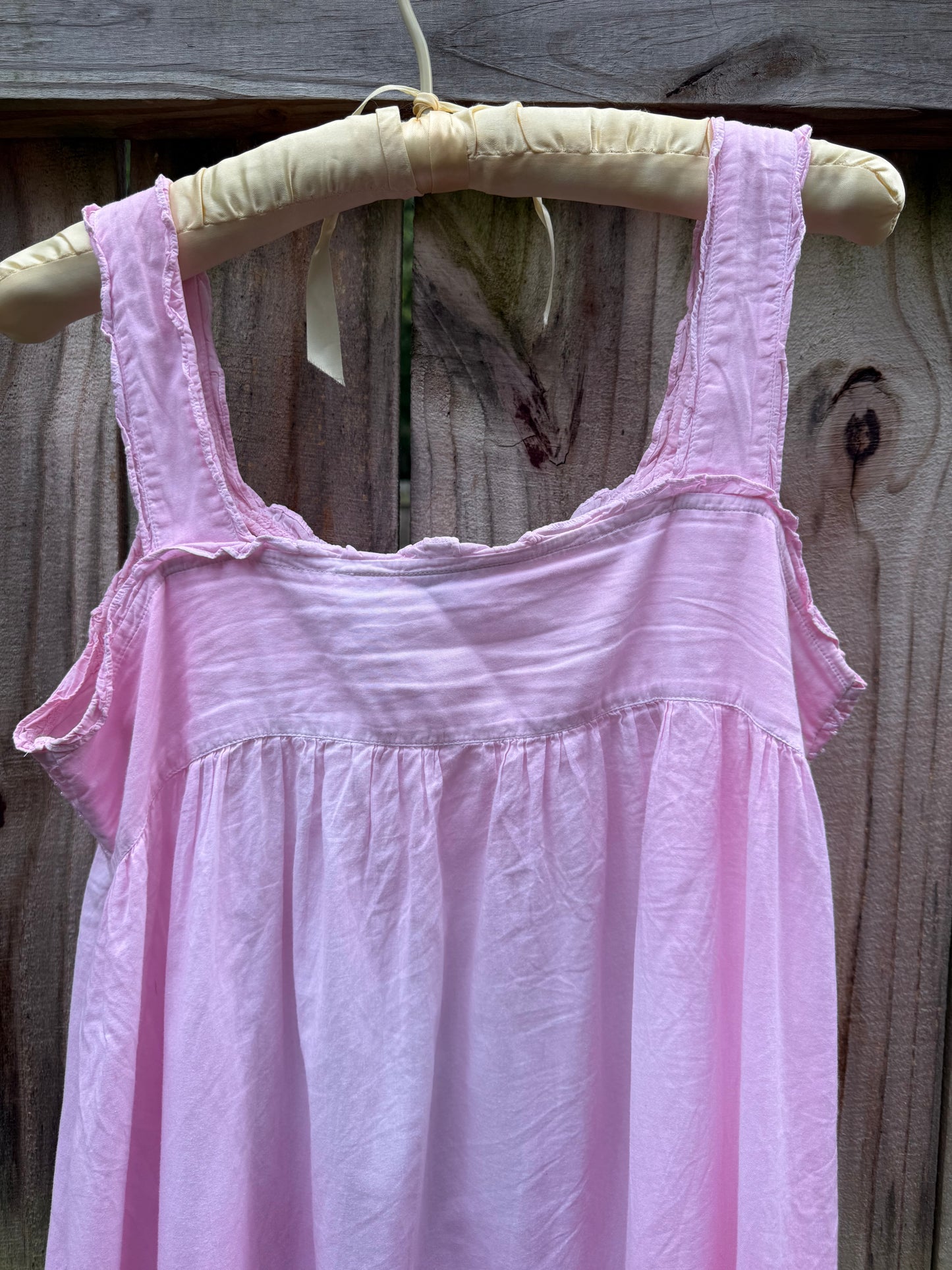 Pink Hand-Dyed Vintage Cotton Nightgown Sundress