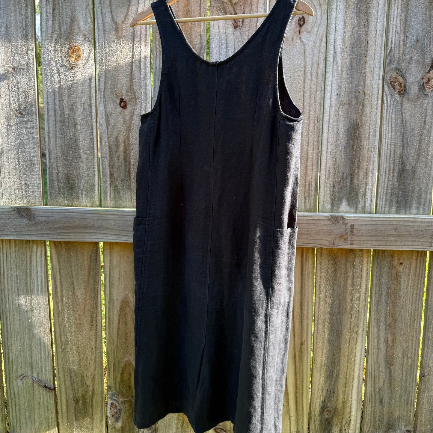 Outfit JPR 100% Linen Sleeveless Pocket Midi Dress Black Petite P