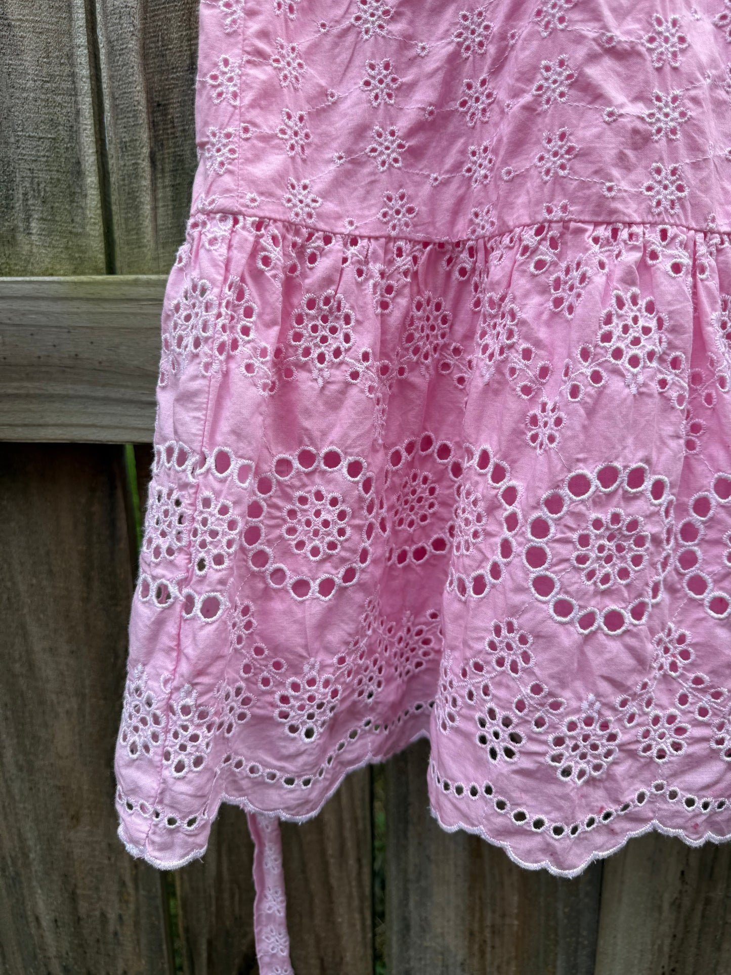 Hand-Dyed Gap Eyelet Wrap Skirt | Ballet Pink Cotton | Adjustable Wrap | S Petite