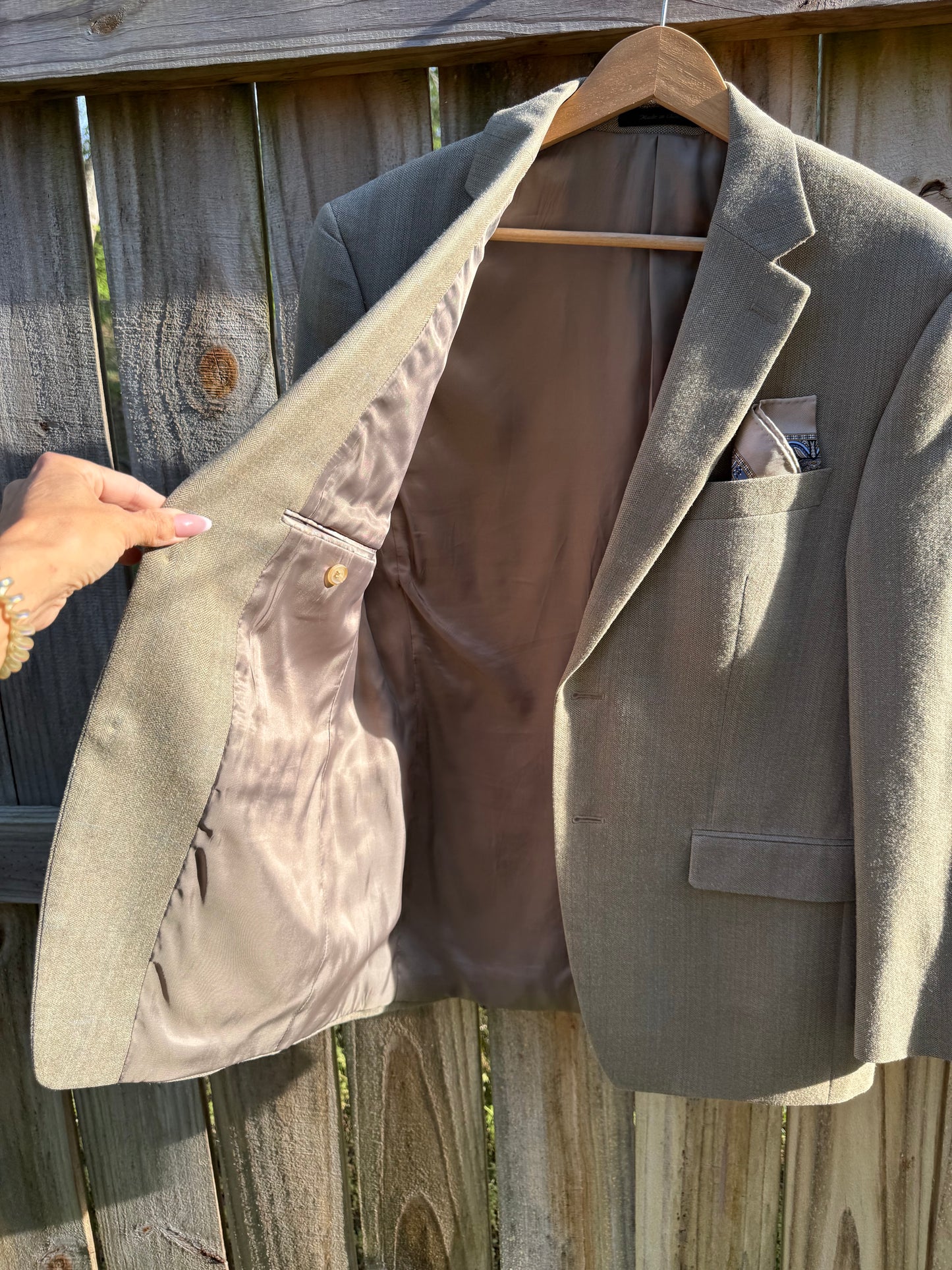 Lauren Ralph Lauren Silk Wool Blazer Sage Gray Tailored Jacket Quiet Luxury Minimalist