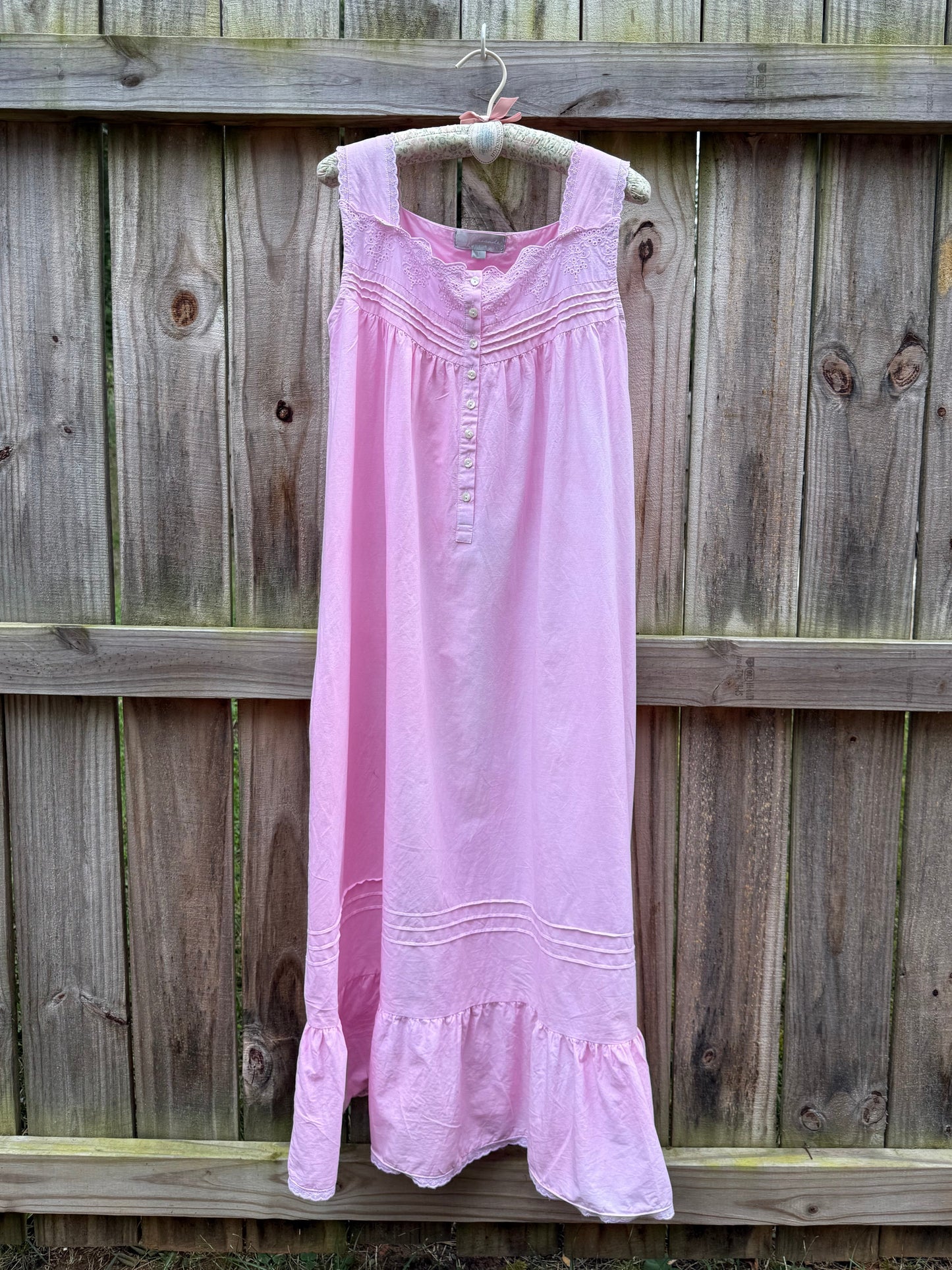 Hand-Dyed Pink Heirloom Cotton Nightgown Dress | Alexander Del Rossa