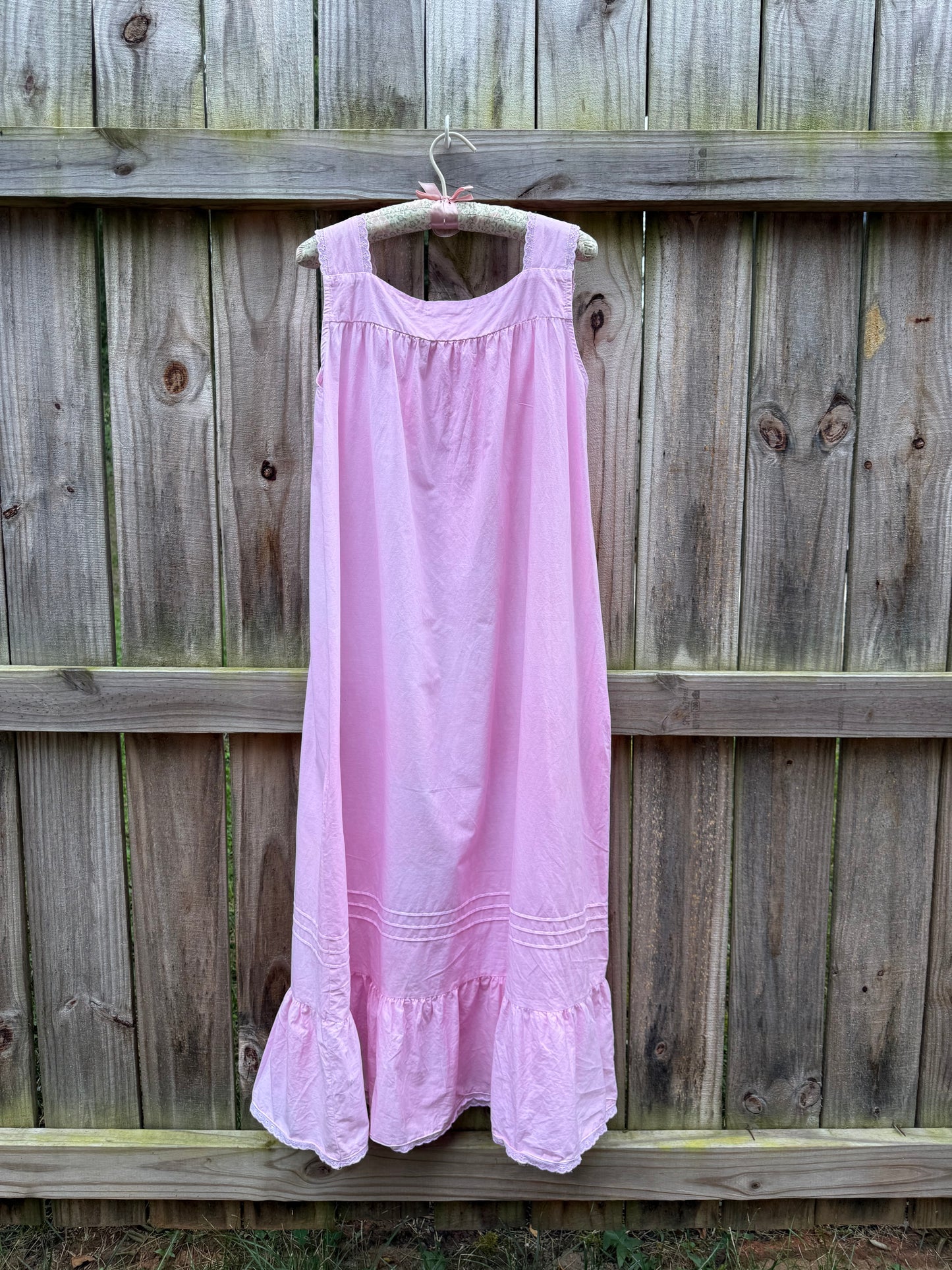 Hand-Dyed Pink Heirloom Cotton Nightgown Dress | Alexander Del Rossa