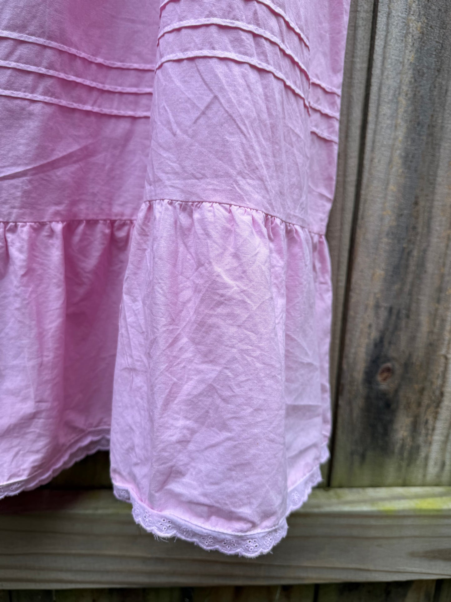 Hand-Dyed Pink Heirloom Cotton Nightgown Dress | Alexander Del Rossa