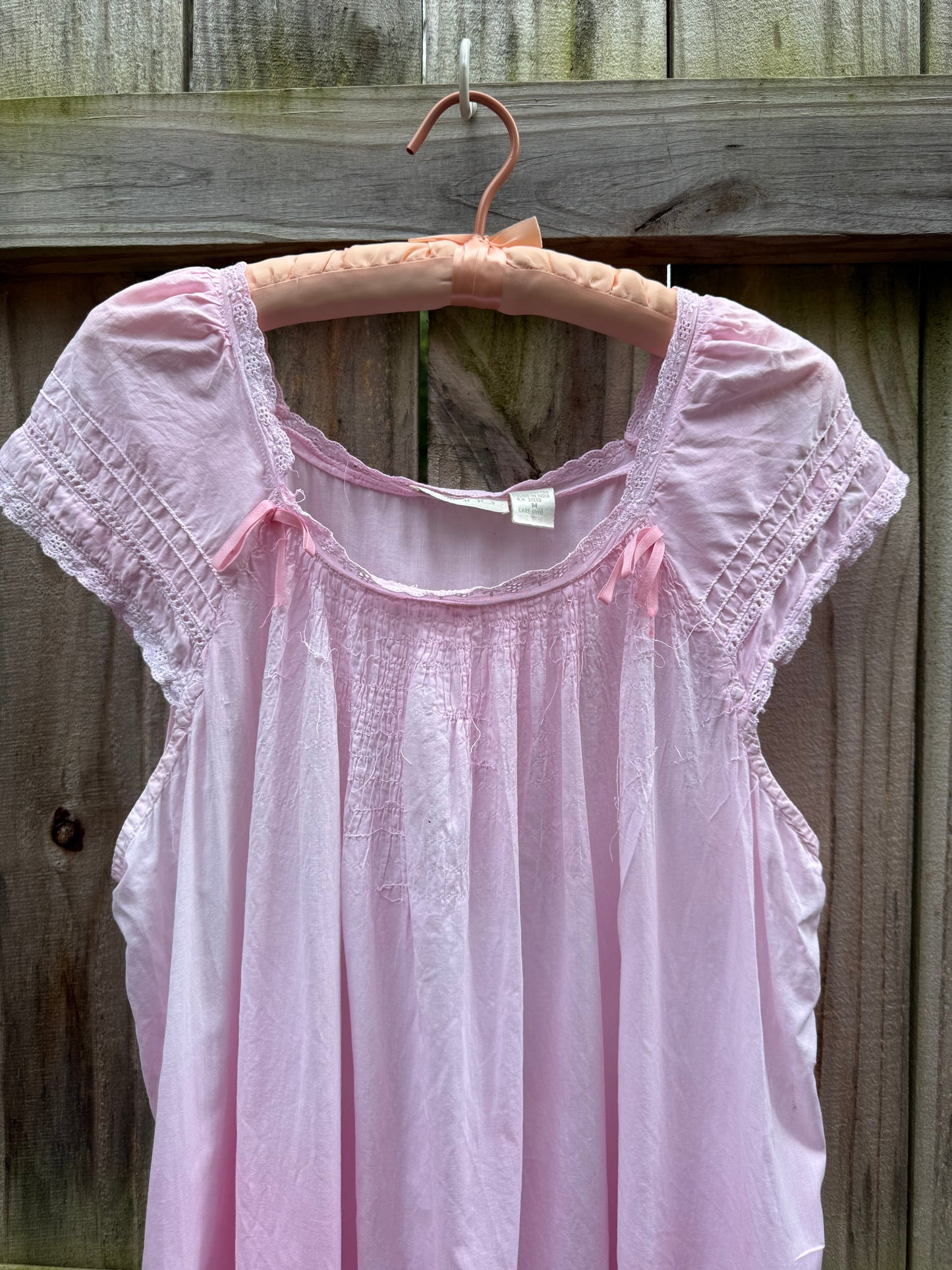 Hand-Dyed Pink Heirloom Cotton Nightgown | Iwana