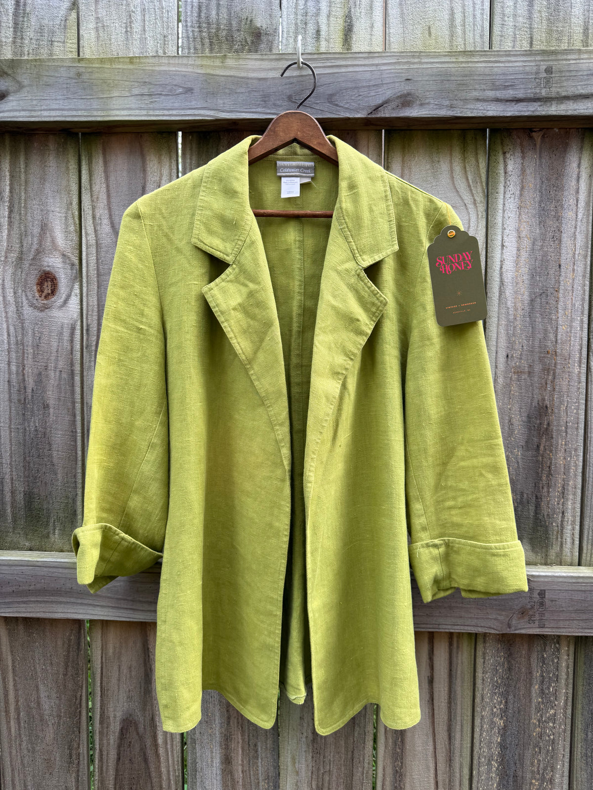 Coldwater Creek Chartreuse Linen Blazer