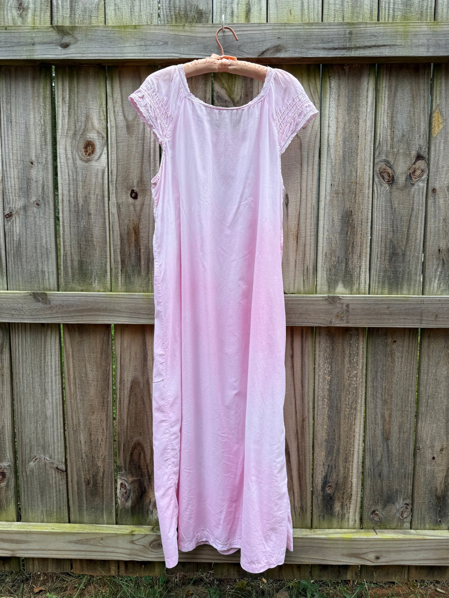 Hand-Dyed Pink Heirloom Cotton Nightgown | Iwana