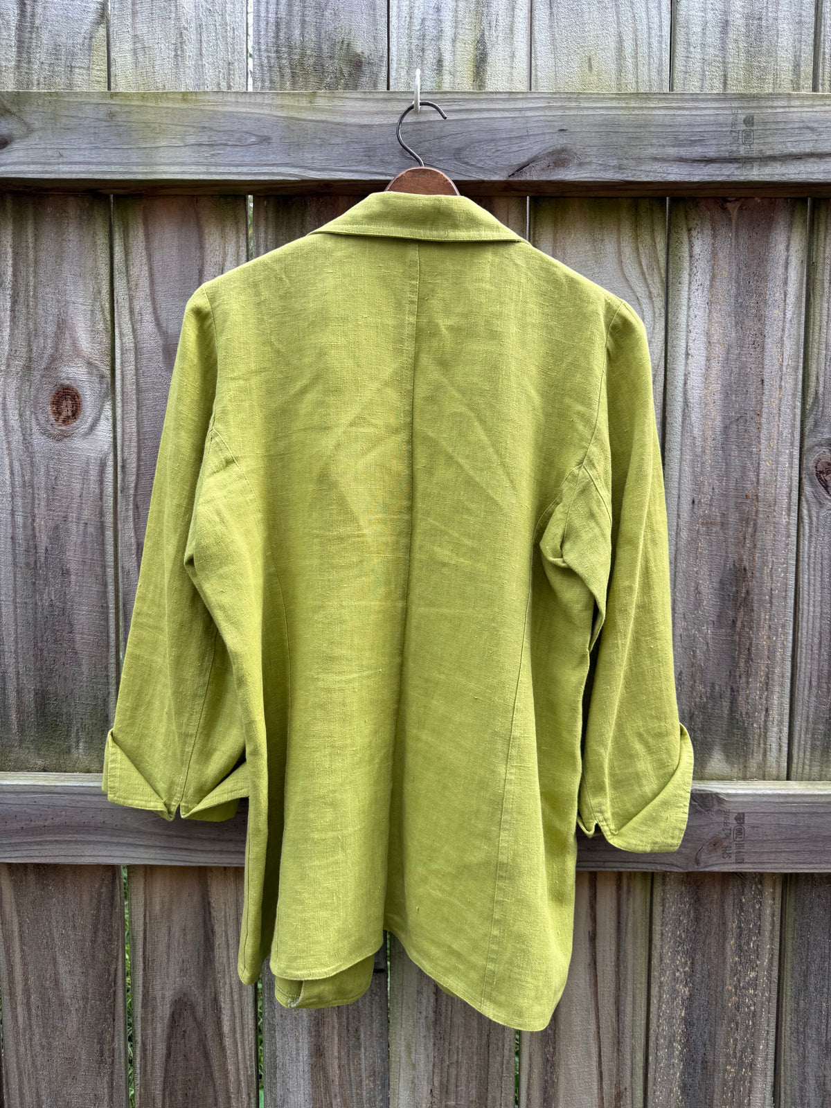 Coldwater Creek Chartreuse Linen Blazer