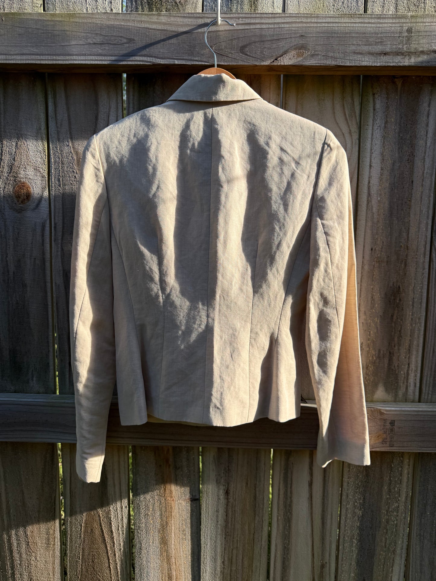 Ann Taylor Linen Blend Button Jacket Cream Minimalist Fitted Jacket 90s Carolyn Bessette Style