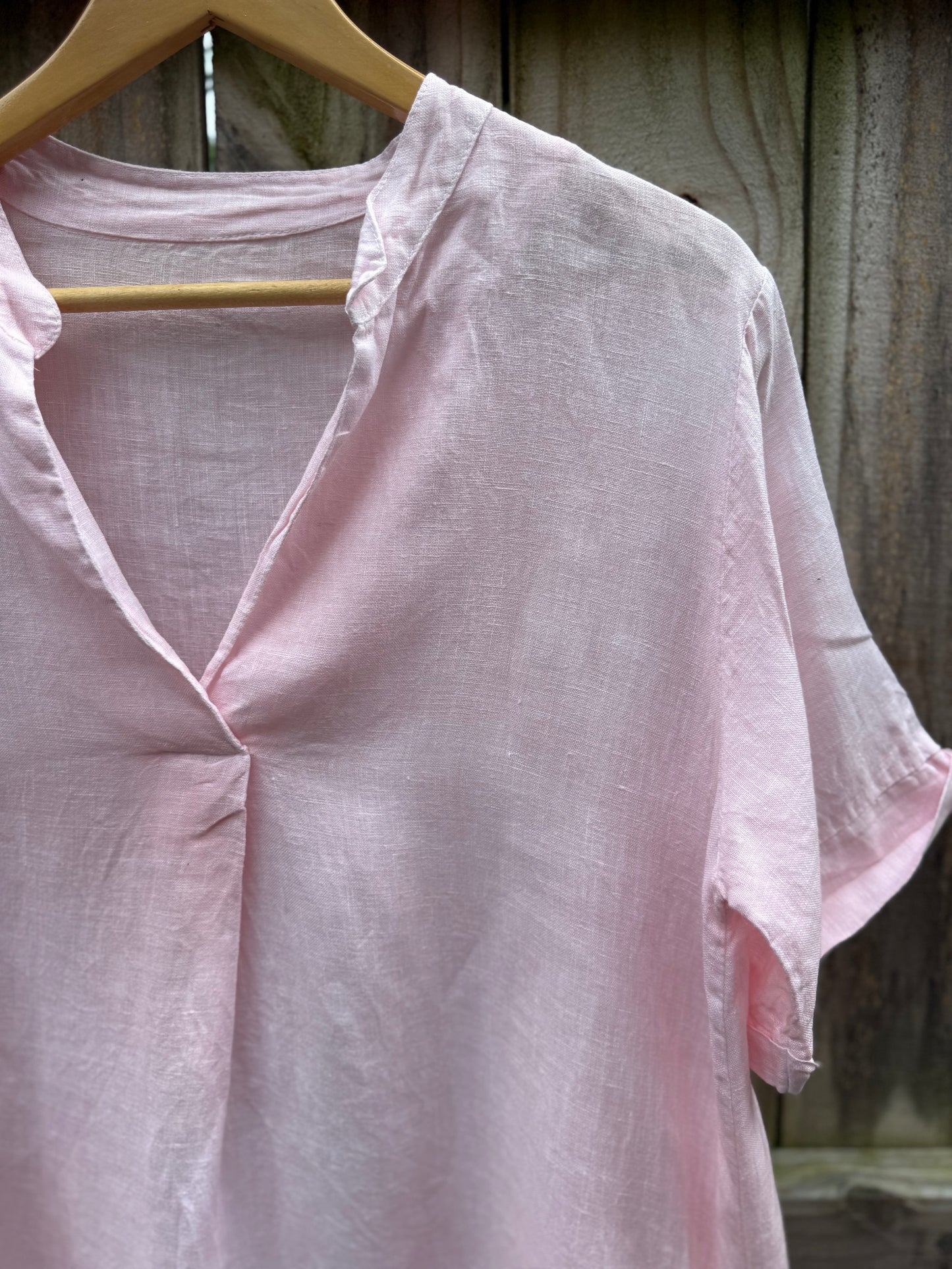 Hand-Dyed Blush Pink Linen Resort Dress