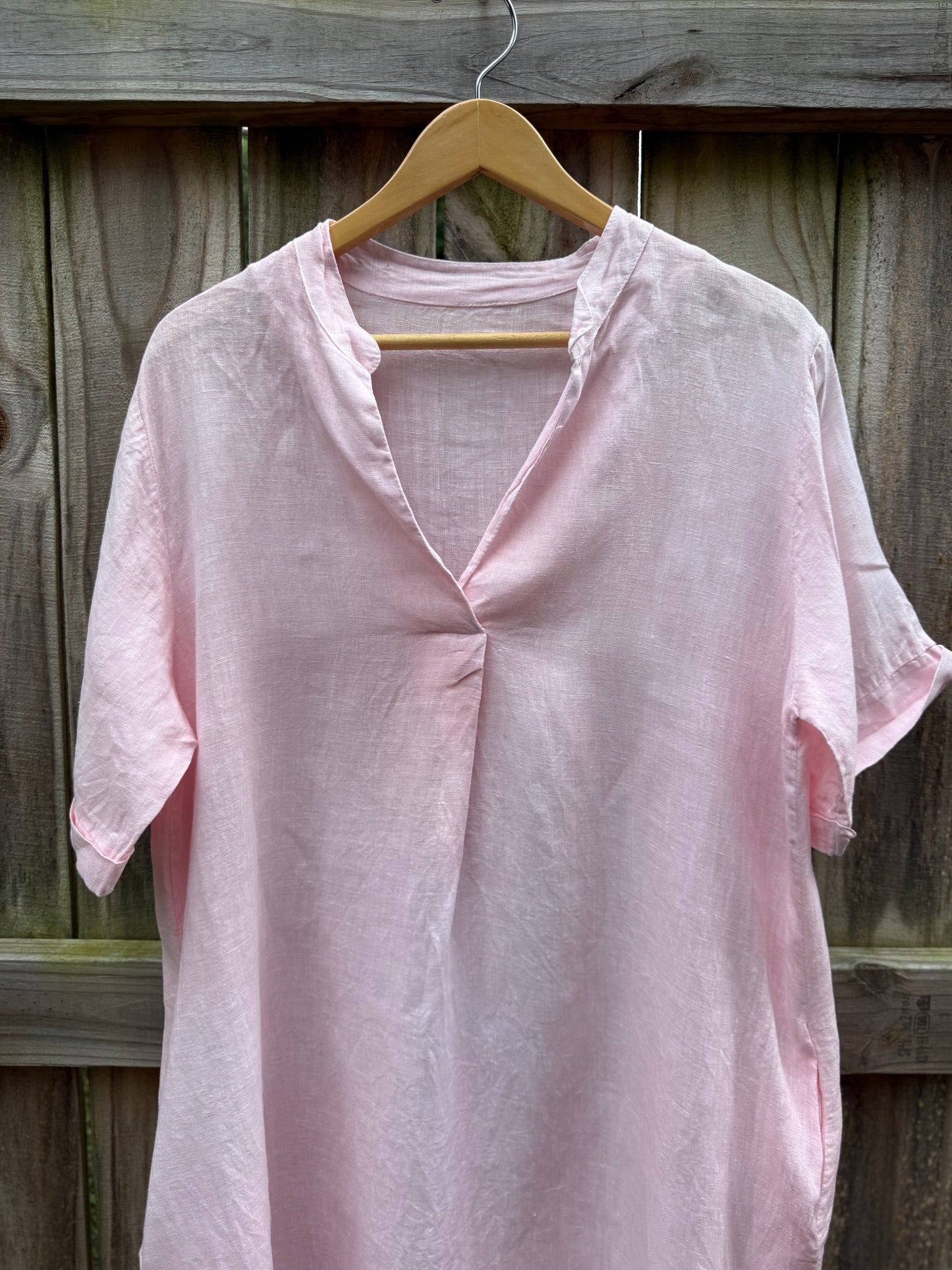 Hand-Dyed Blush Pink Linen Resort Dress