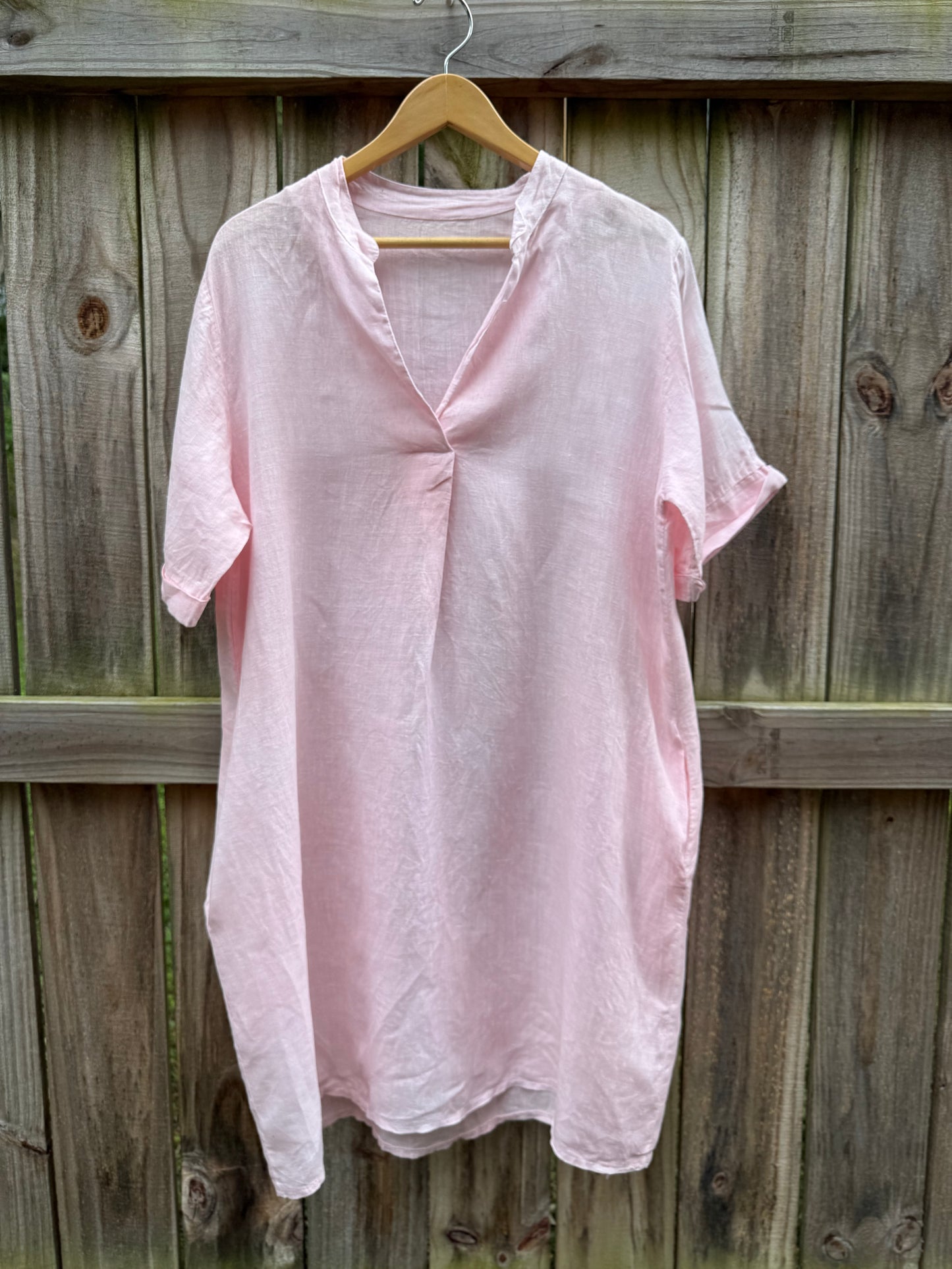 Hand-Dyed Blush Pink Linen Resort Dress