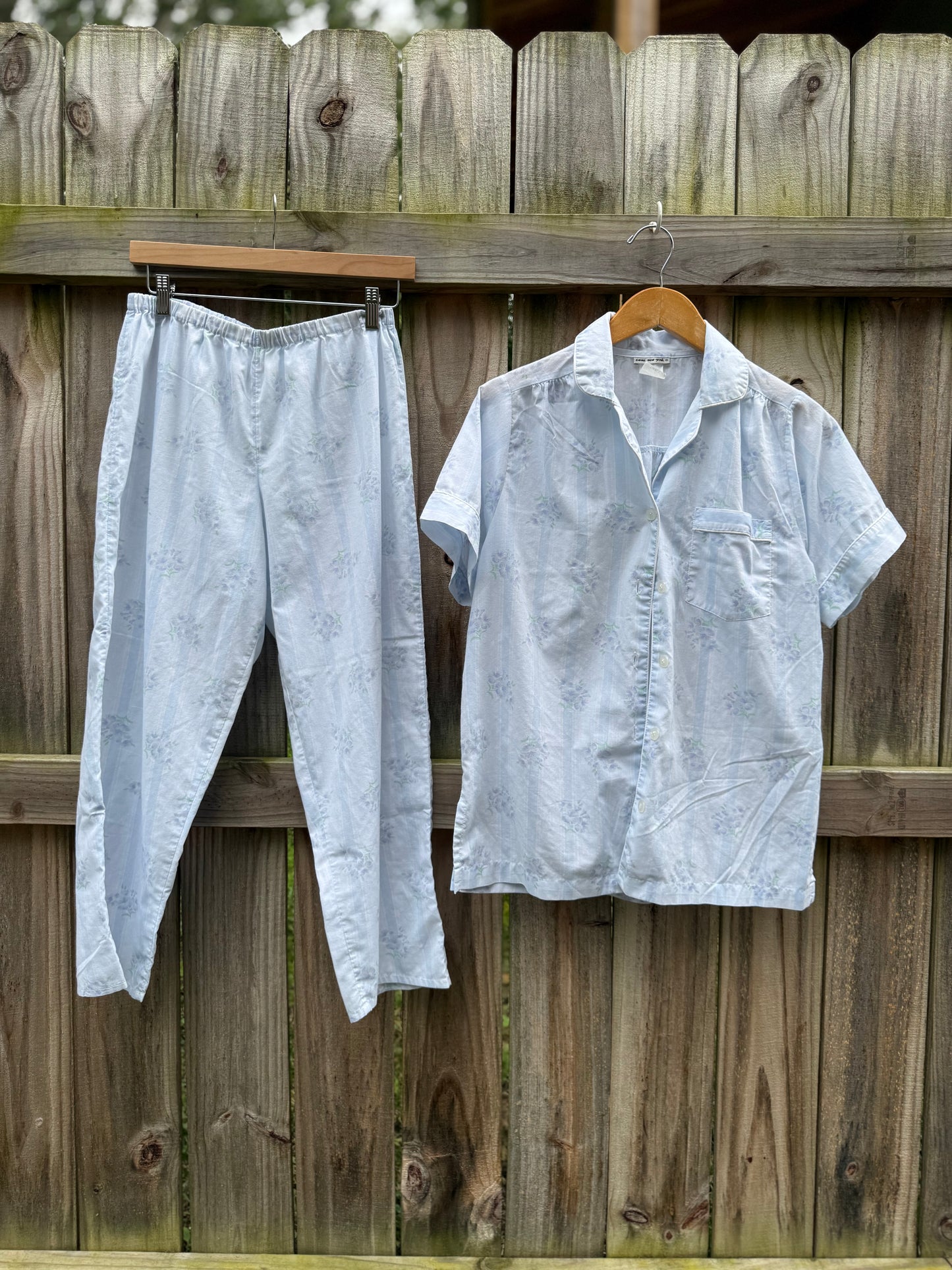 Carole Hochman Blue Floral Cotton Pajama Pant Set