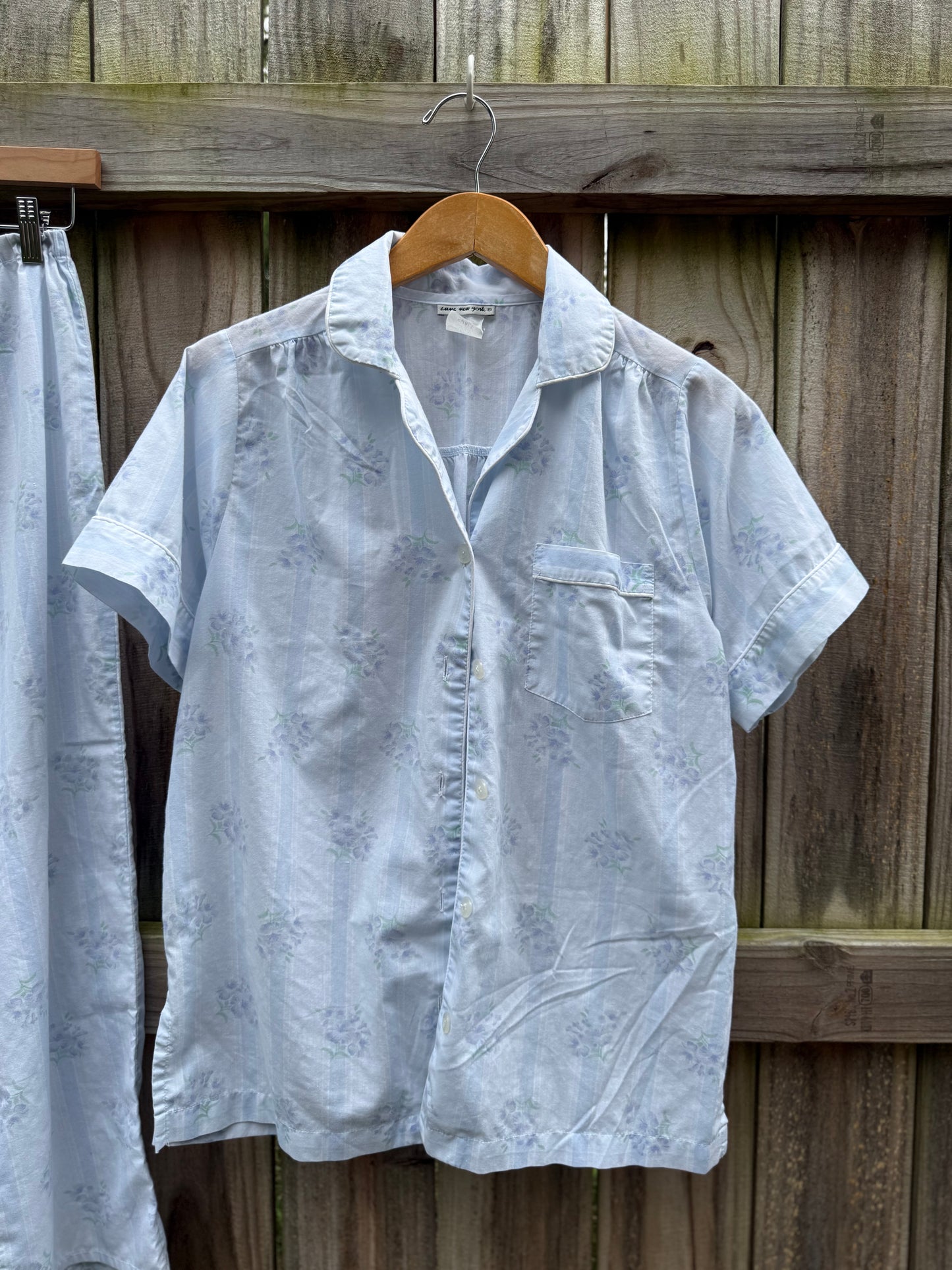 Carole Hochman Blue Floral Cotton Pajama Pant Set