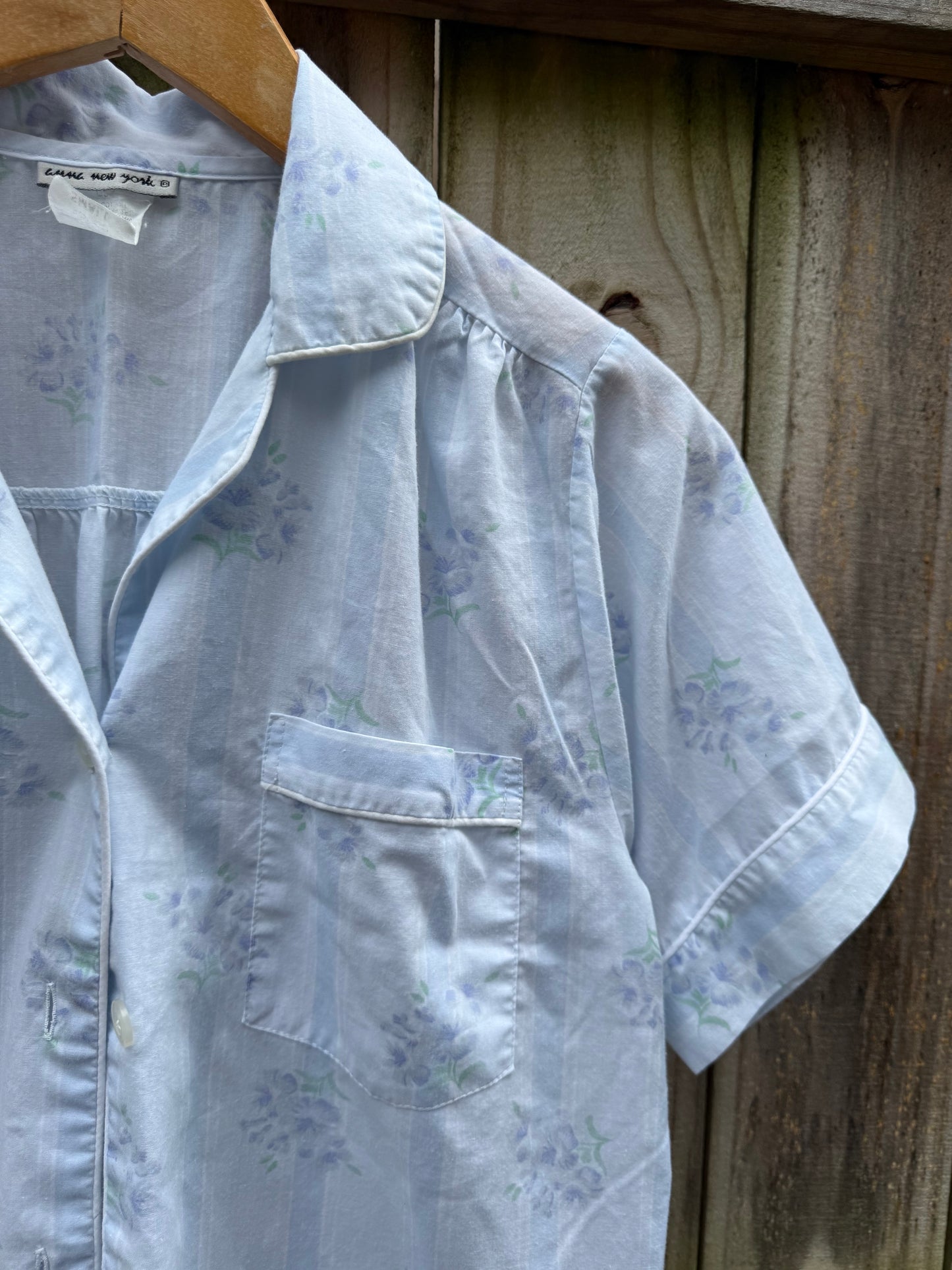 Carole Hochman Blue Floral Cotton Pajama Pant Set