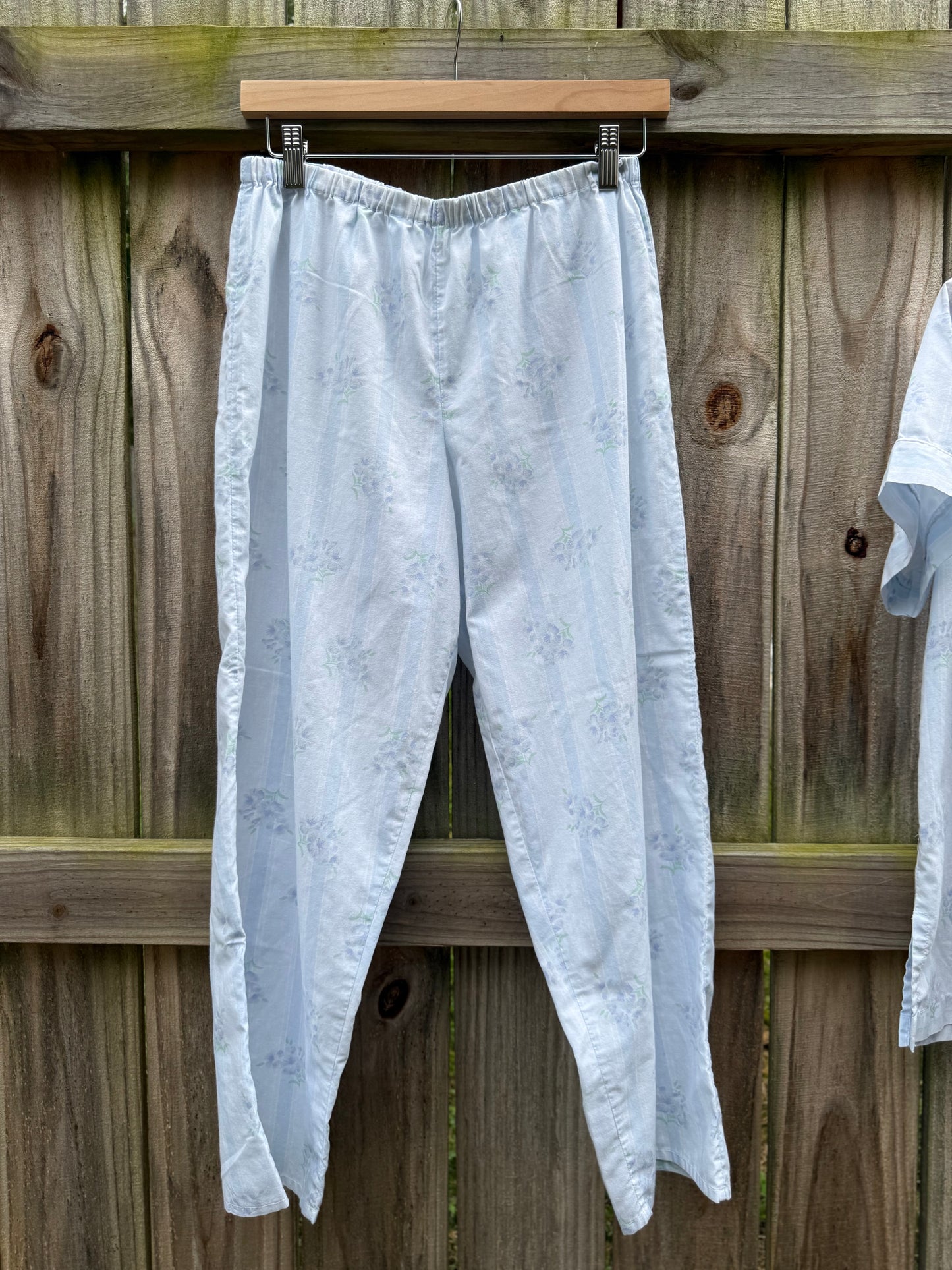 Carole Hochman Blue Floral Cotton Pajama Pant Set
