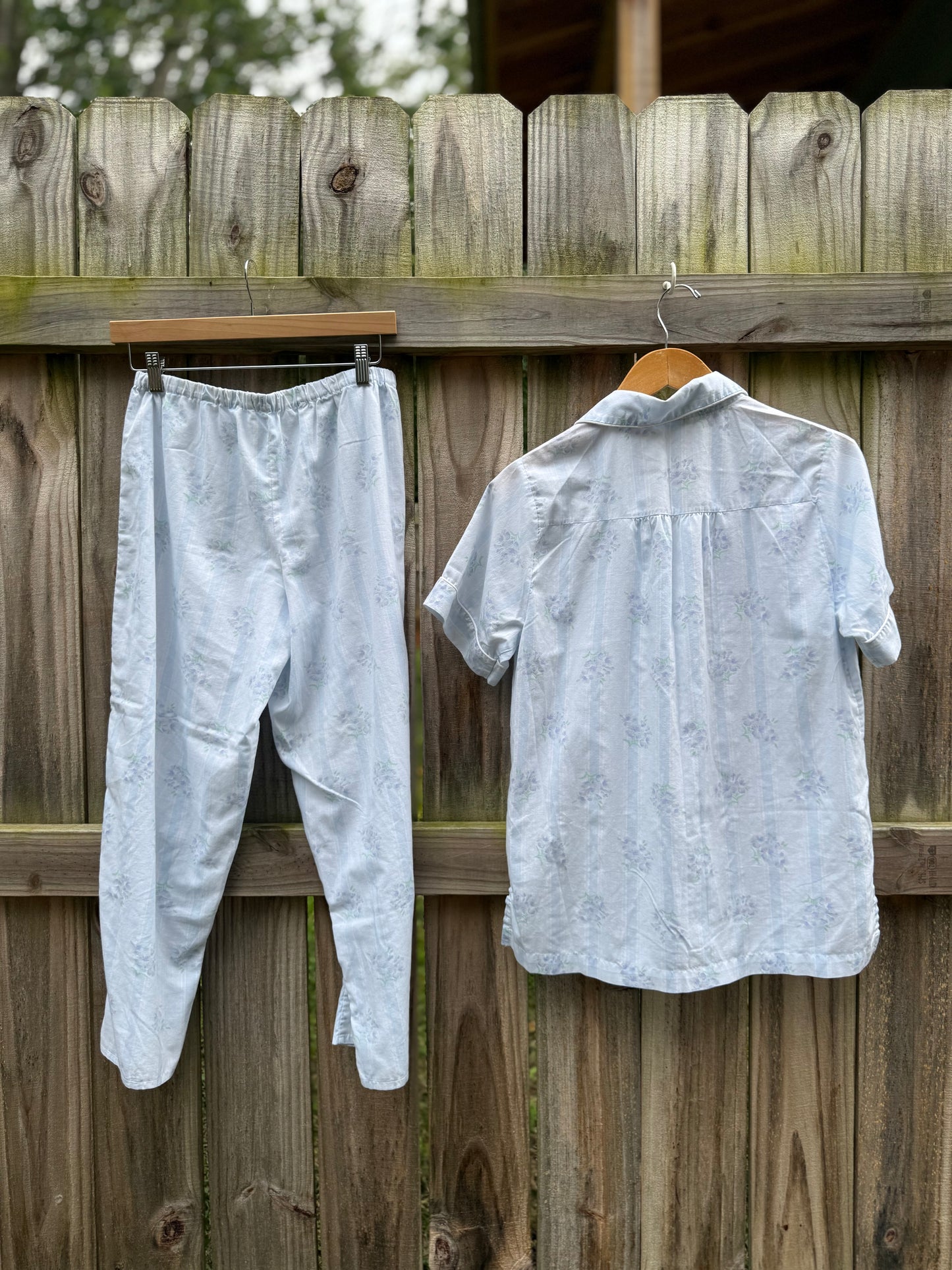 Carole Hochman Blue Floral Cotton Pajama Pant Set