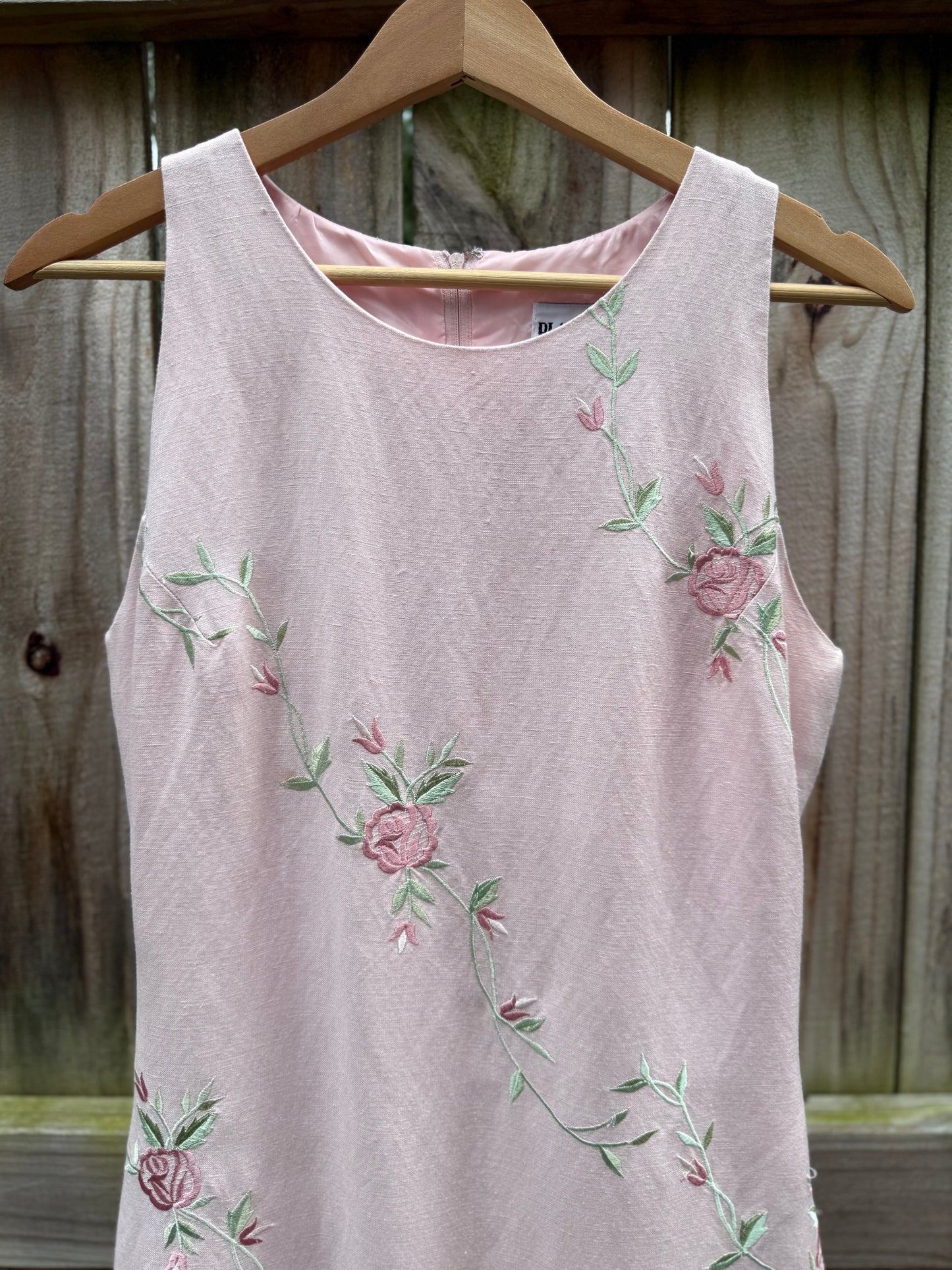 Plaza South Embroidered Rose Linen Blend Maxi Dress