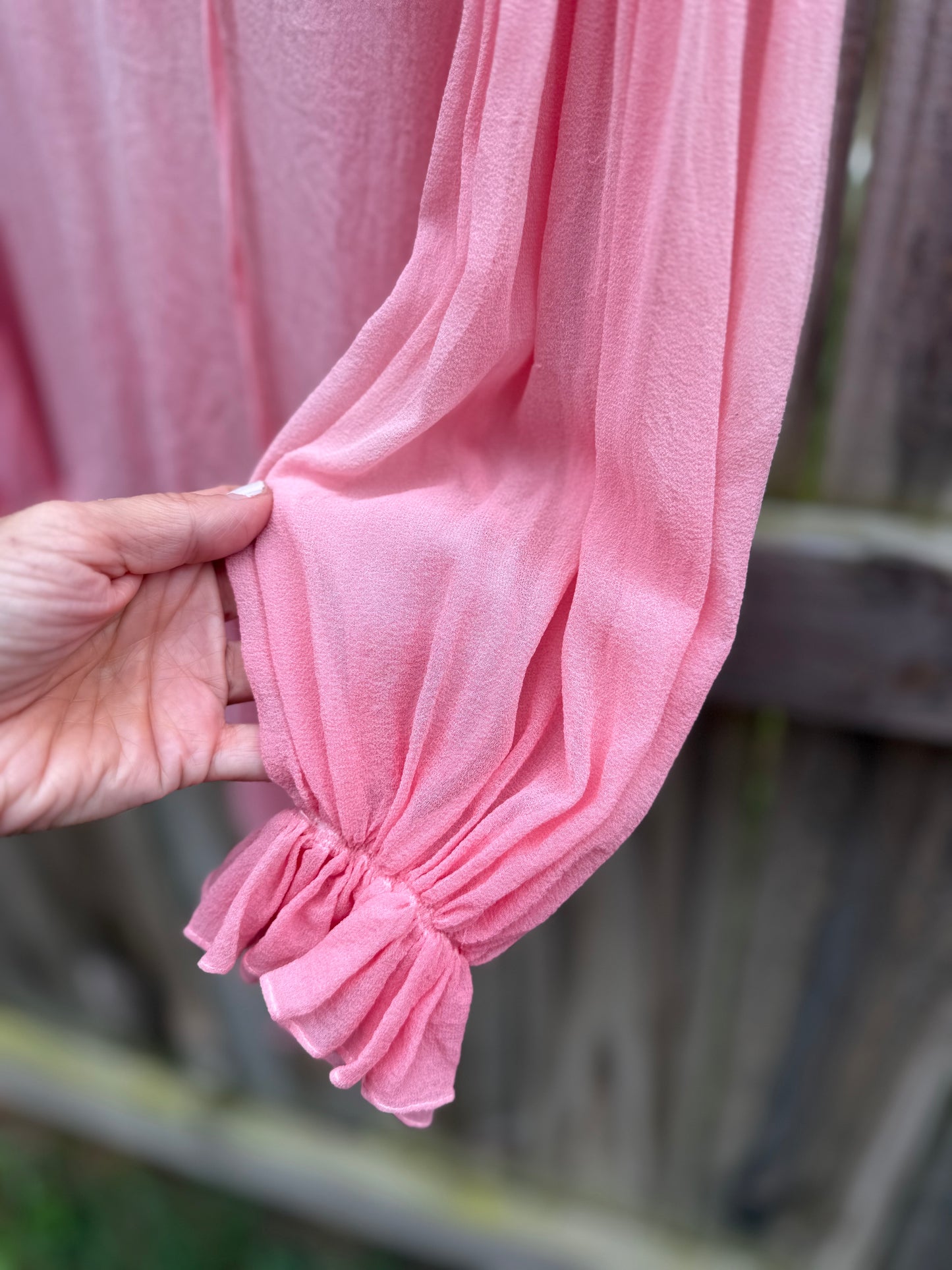 Vintage Haute Hippie Hand-Dyed Silk Blouse | Watermelon Pink