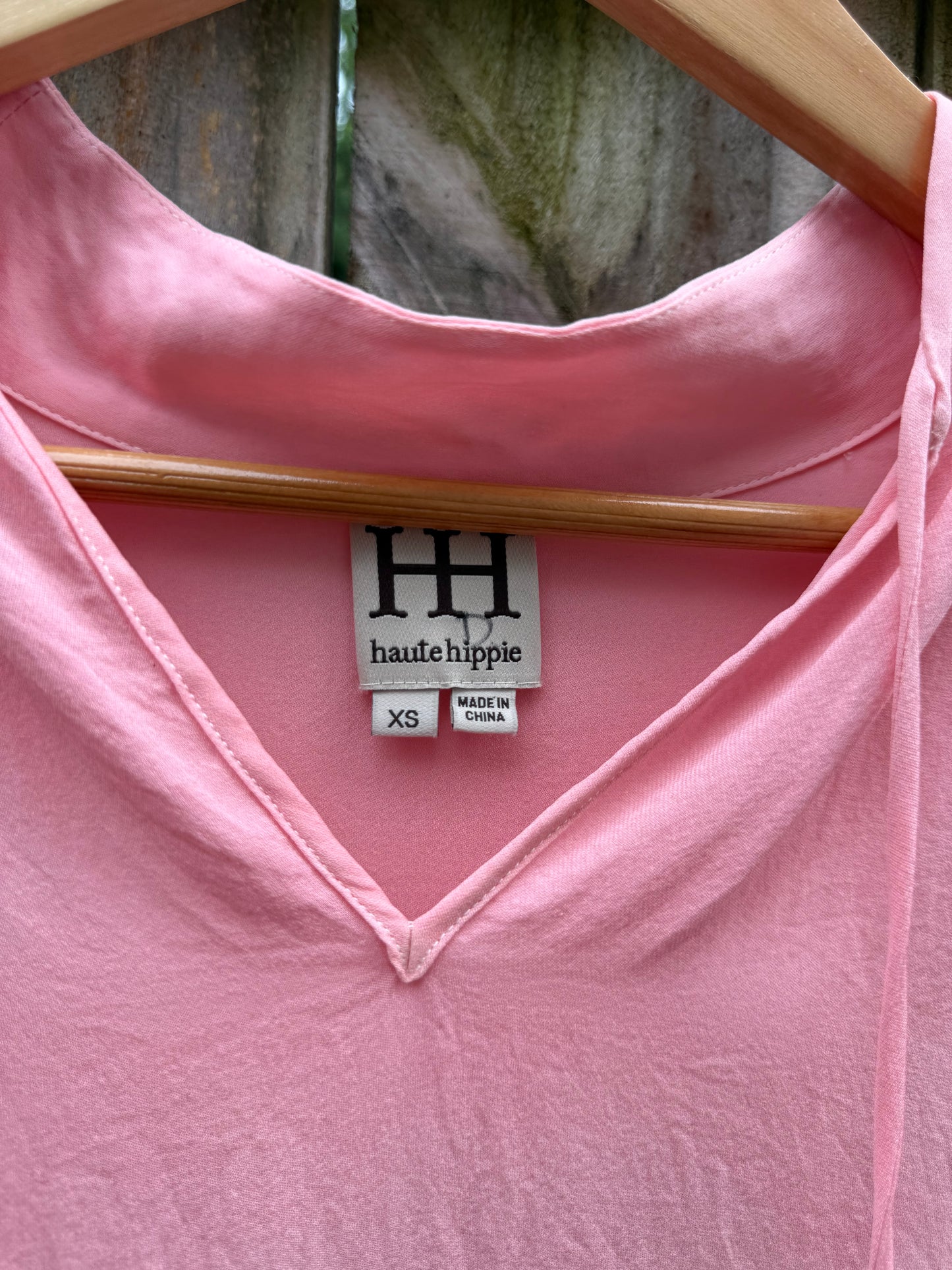 Vintage Haute Hippie Hand-Dyed Silk Blouse | Watermelon Pink