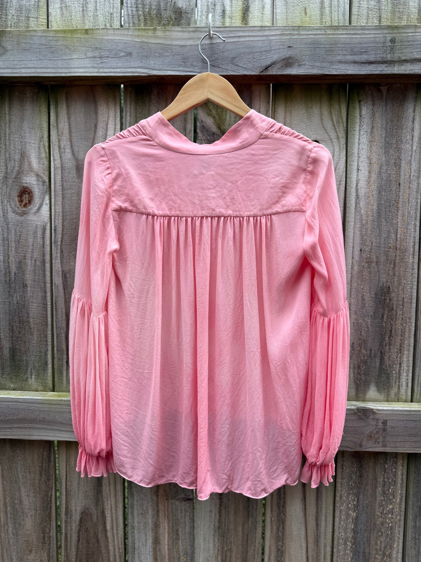 Vintage Haute Hippie Hand-Dyed Silk Blouse | Watermelon Pink