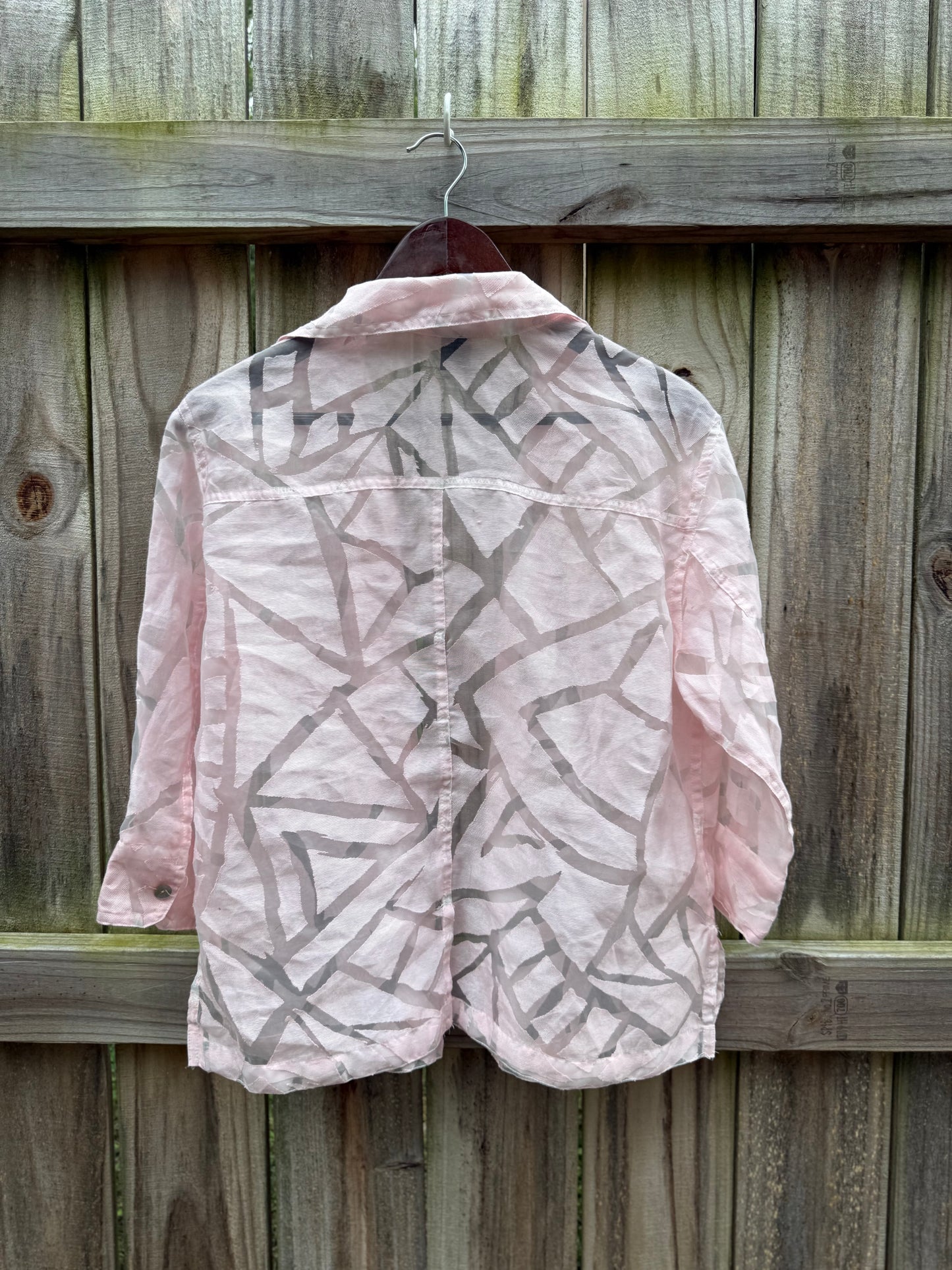Vintage Sheer Palm Print Button-Up | Blush Pink