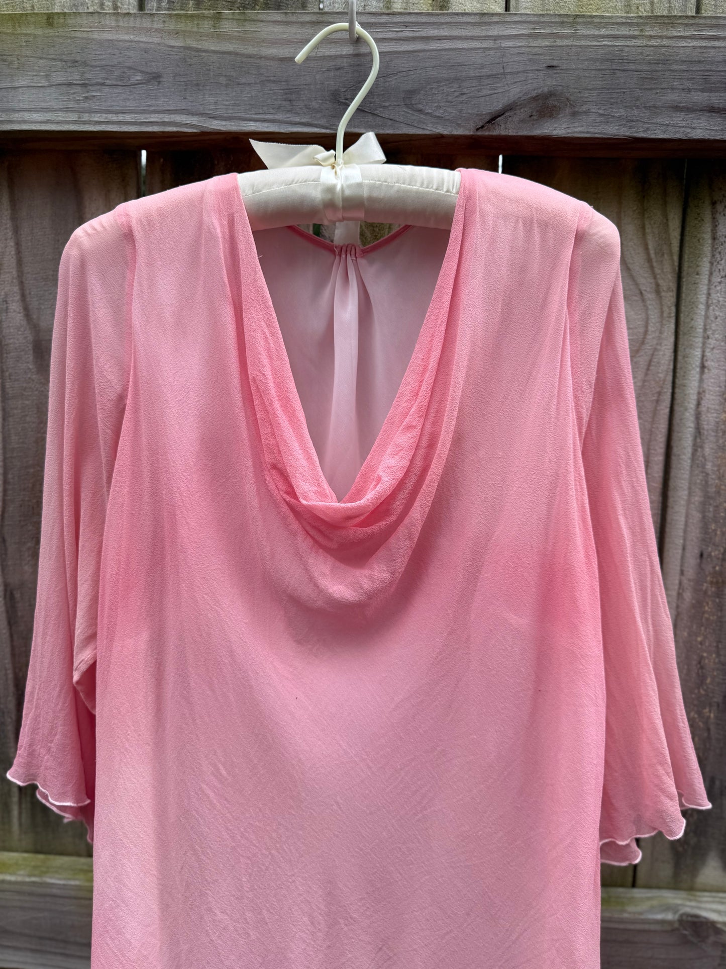 Hand Dyed Silk Cowl Neck Pink Blouse | One of One