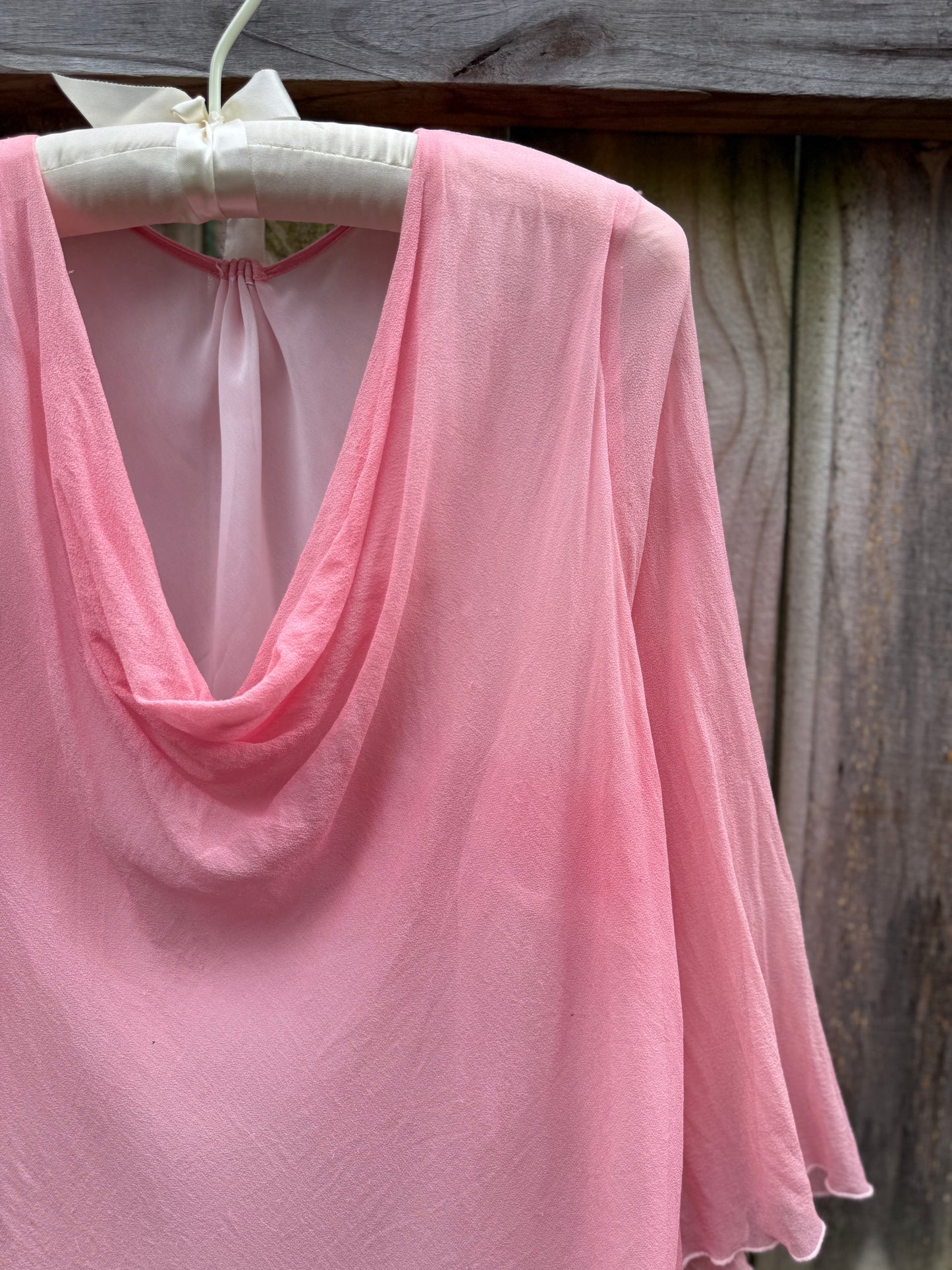Hand Dyed Silk Cowl Neck Pink Blouse | One of One
